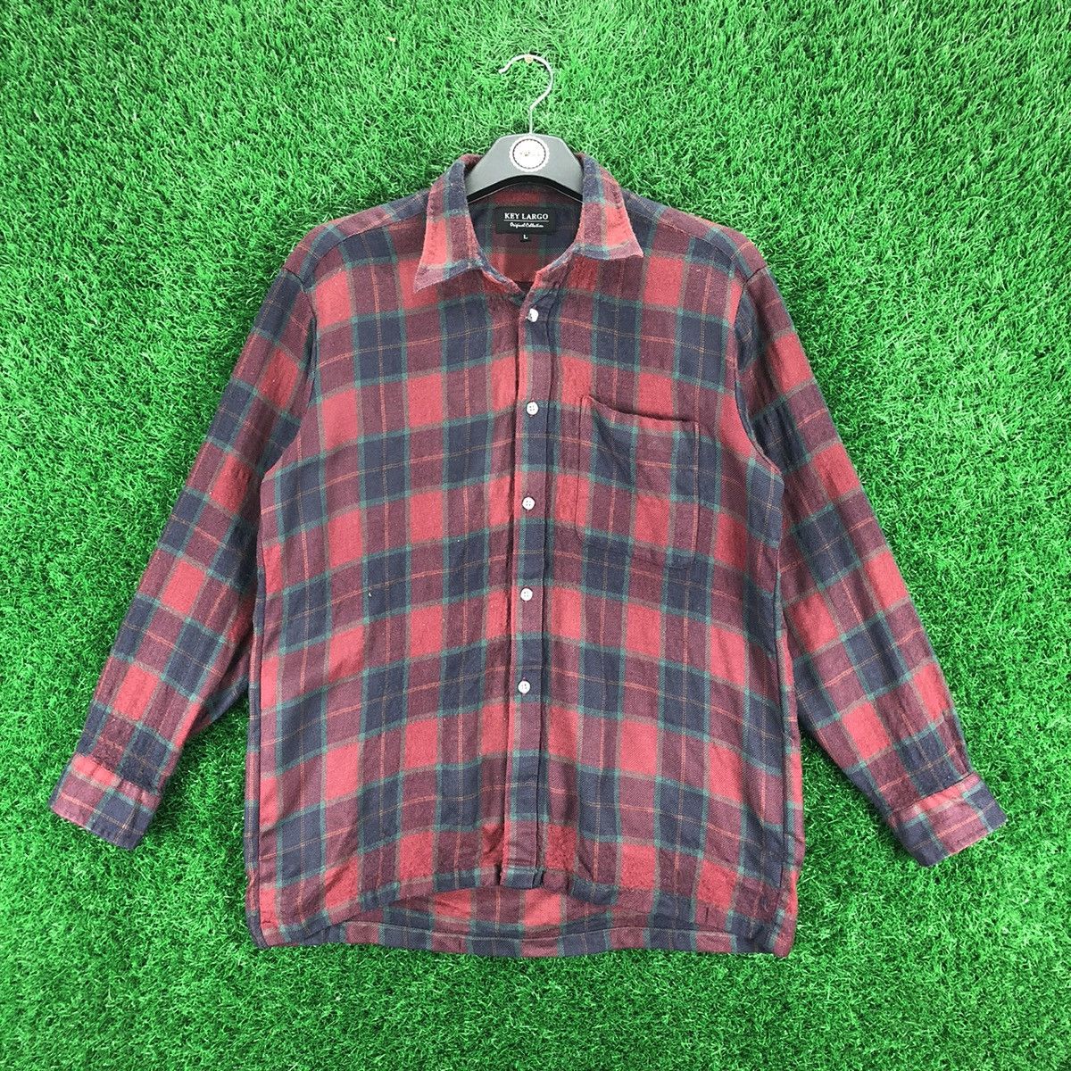 Japanese Brand Vintage 80'a Wool Flannel Checkered by Key Largo Size US S / EU 44-46 / 1 - 1 Thumbnail
