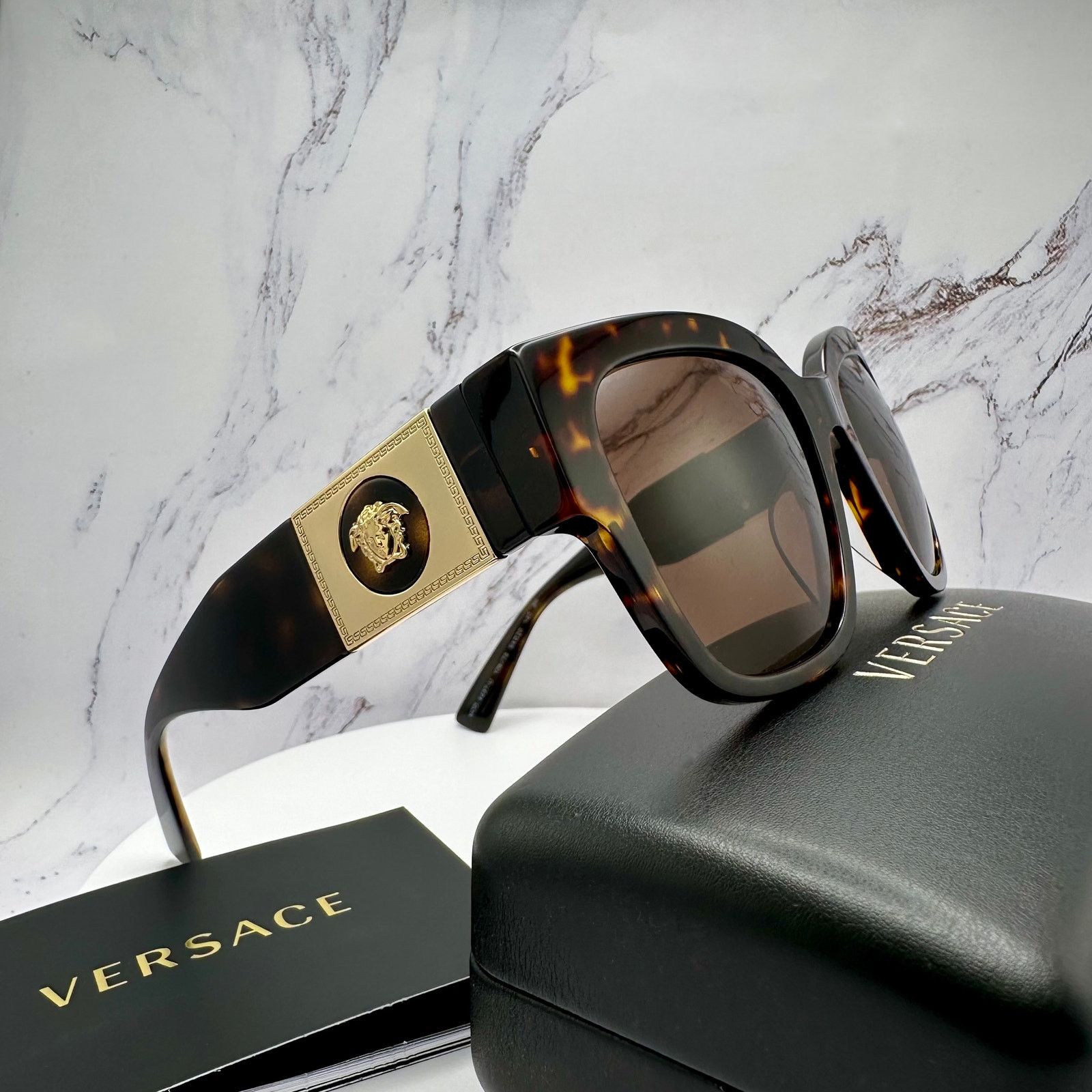Versace NEW VERSACE Sunglasses Brown Black Gold Medusa Metal Size ONE SIZE - 17 Thumbnail