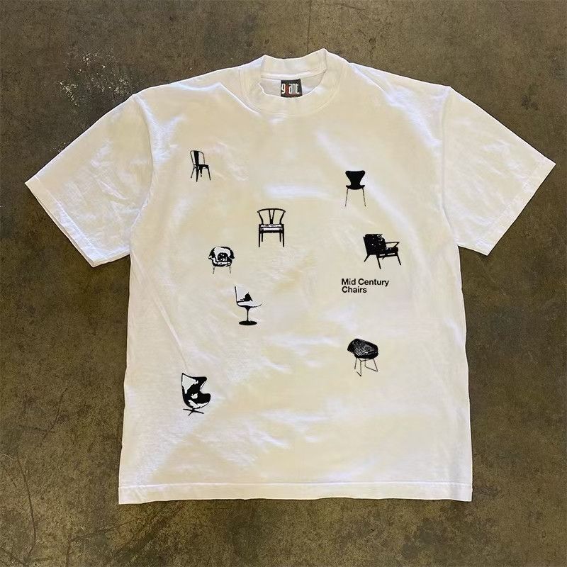 Japanese Brand × Vintage Casual washed retro chair print t-shirt Size US M / EU 48-50 / 2 - 1 Thumbnail