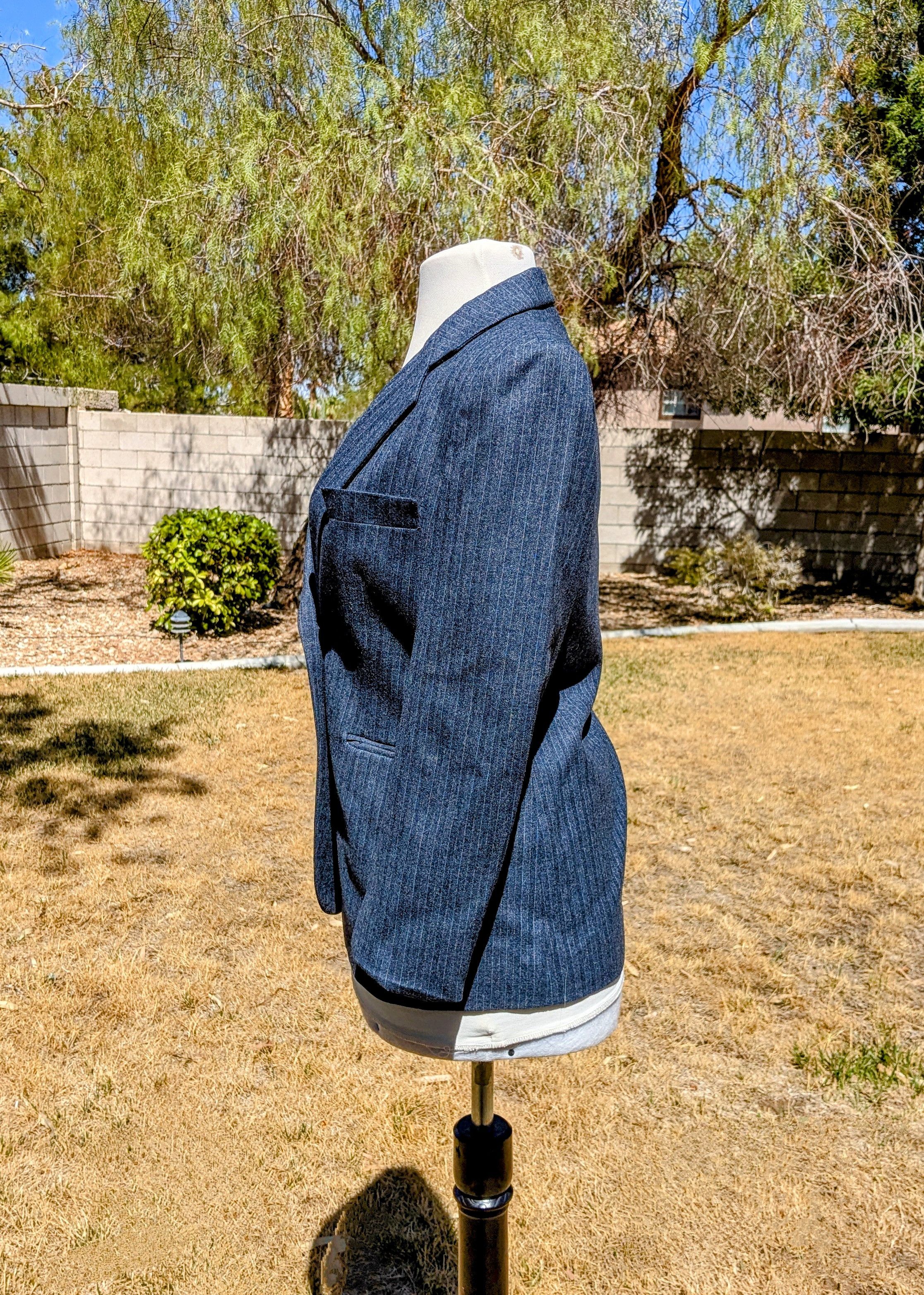 Other Grodin's Petite Pinstriped Single Breasted Wool Blazer Size S / US 4 / IT 40 - 2 Thumbnail