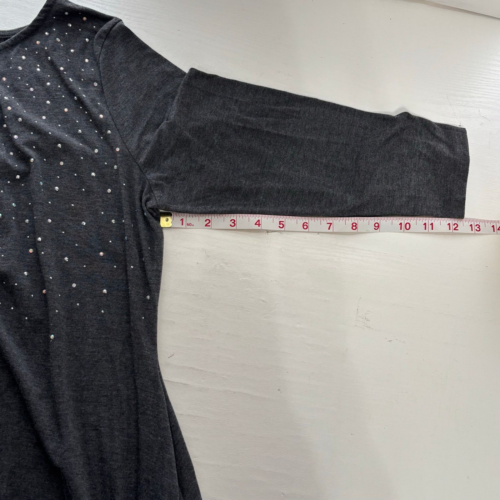 Other Belldini Gray Embellished Tunic Top Rhinestone 3/4 Sleeve Size L / US 10 / IT 46 - 7 Thumbnail