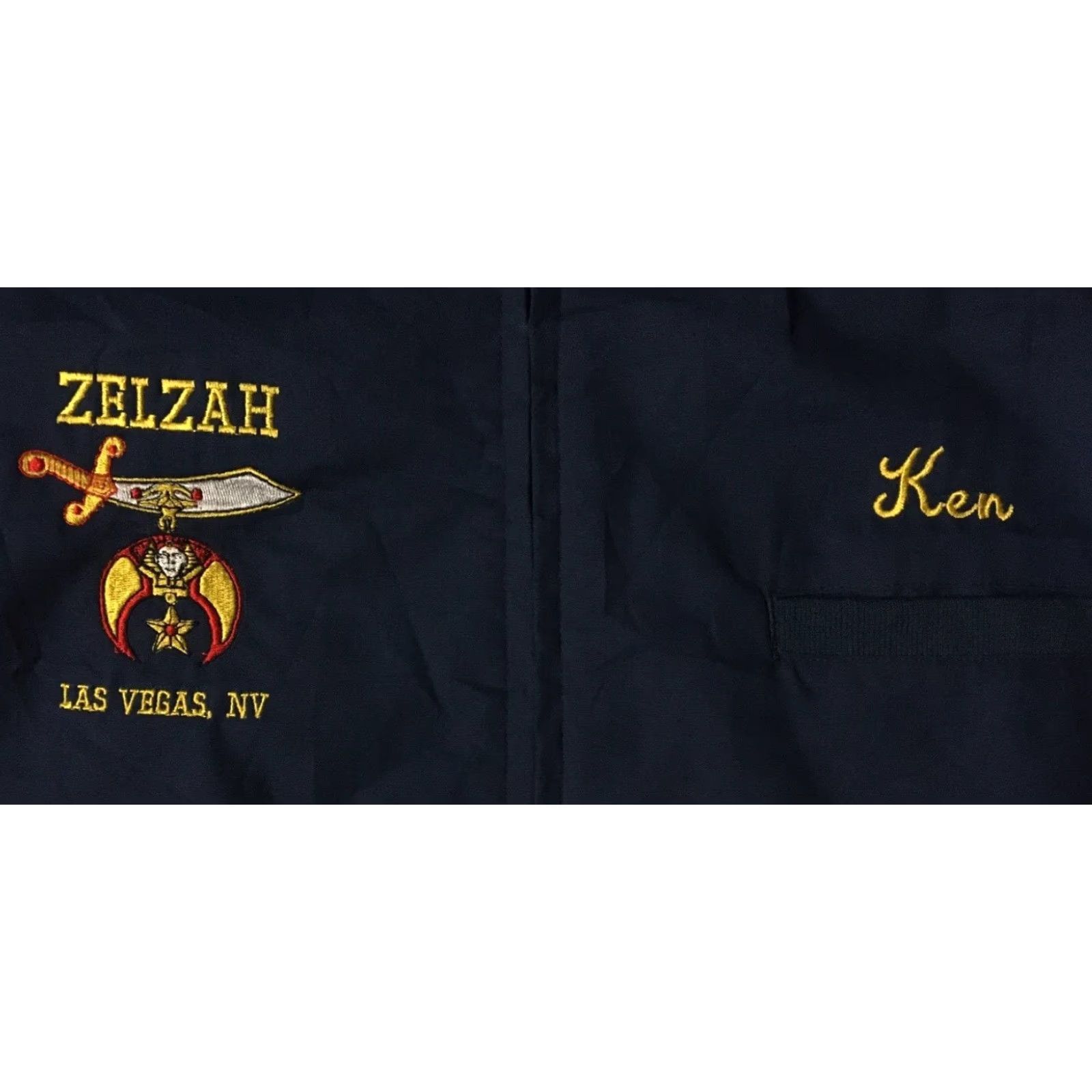 Vintage Vtg 80s Zelzah Shrine Las Vegas Sword jacket XL USA Army Biker Grunge Punk 90s Jacket Men Blue USA Military Leather/Stripped? Size US XL / EU 56 / 4 - 4 Thumbnail
