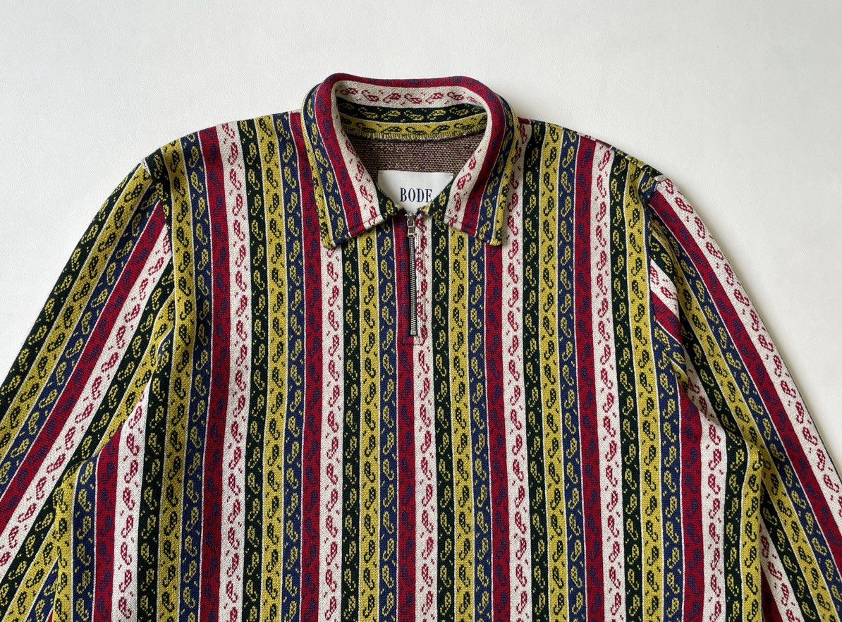 Bode Striped Paisley Quarter Zip Wool Sweater Size US L / EU 52-54 / 3 - 3 Thumbnail
