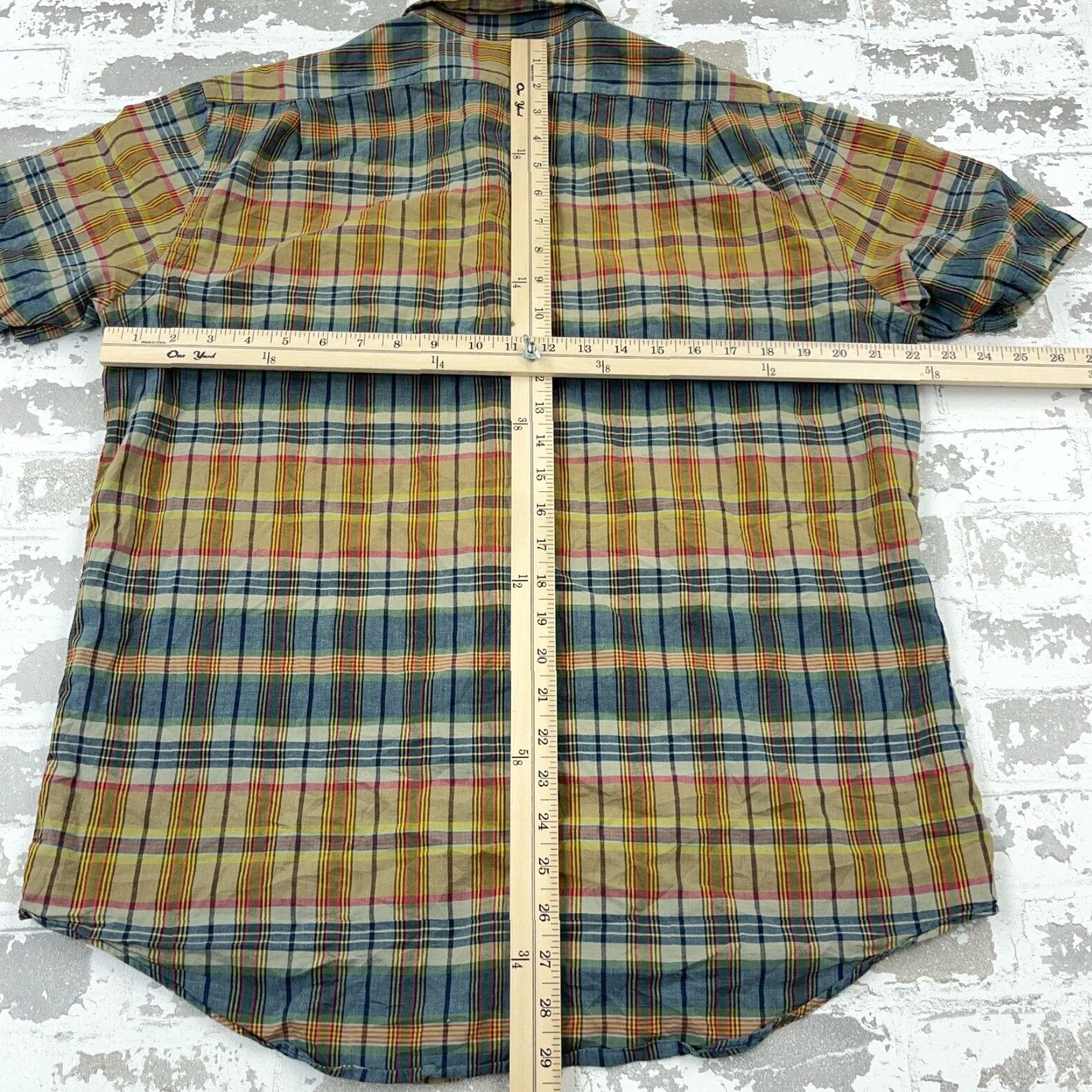 Polo Ralph Lauren Polo Ralph Lauren Shirt Men Large Green Blue Madras Plaid Button Up Epaulettes Button-Up Collar Down Sleeve Short Plaid Size US L / EU 52-54 / 3 - 5 Thumbnail