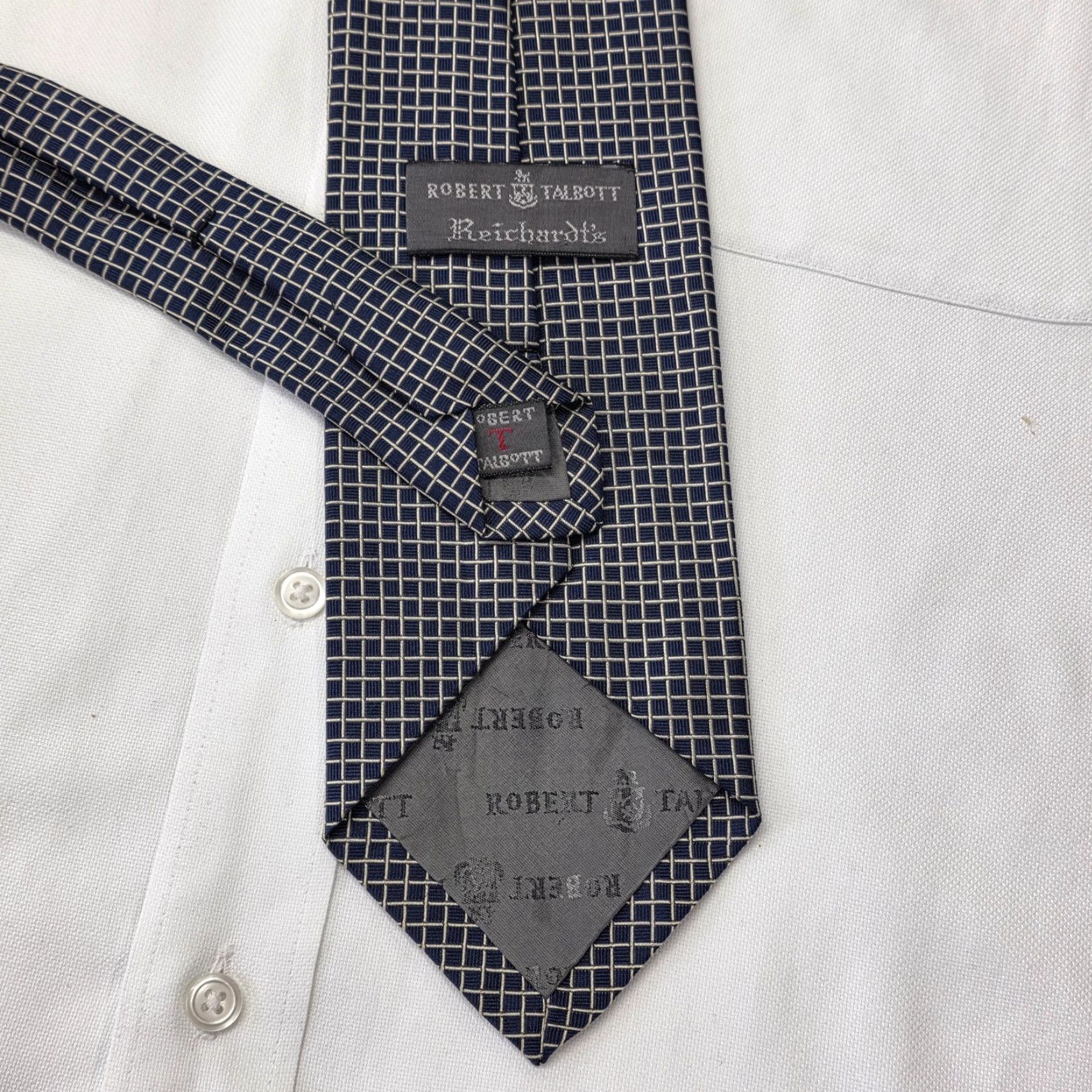 Robert Talbott VINTAGE Robert Talbott Necktie Blue Squares 100% Silk Designer Preppy Office Tie USA Size ONE SIZE - 4 Thumbnail