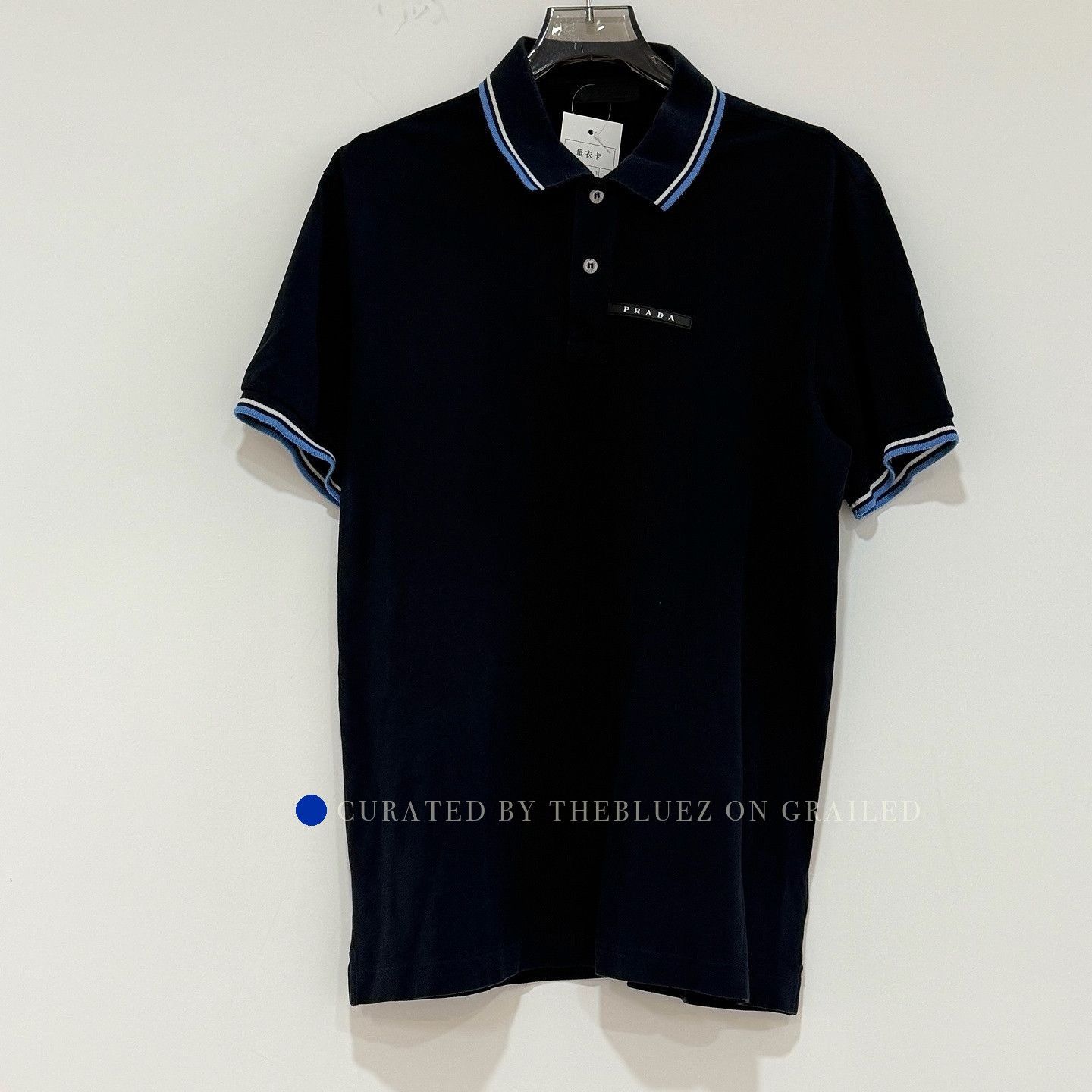 Prada Embroidered Logo Polo Shirt in Blue Size US L / EU 52-54 / 3 - 1 Thumbnail