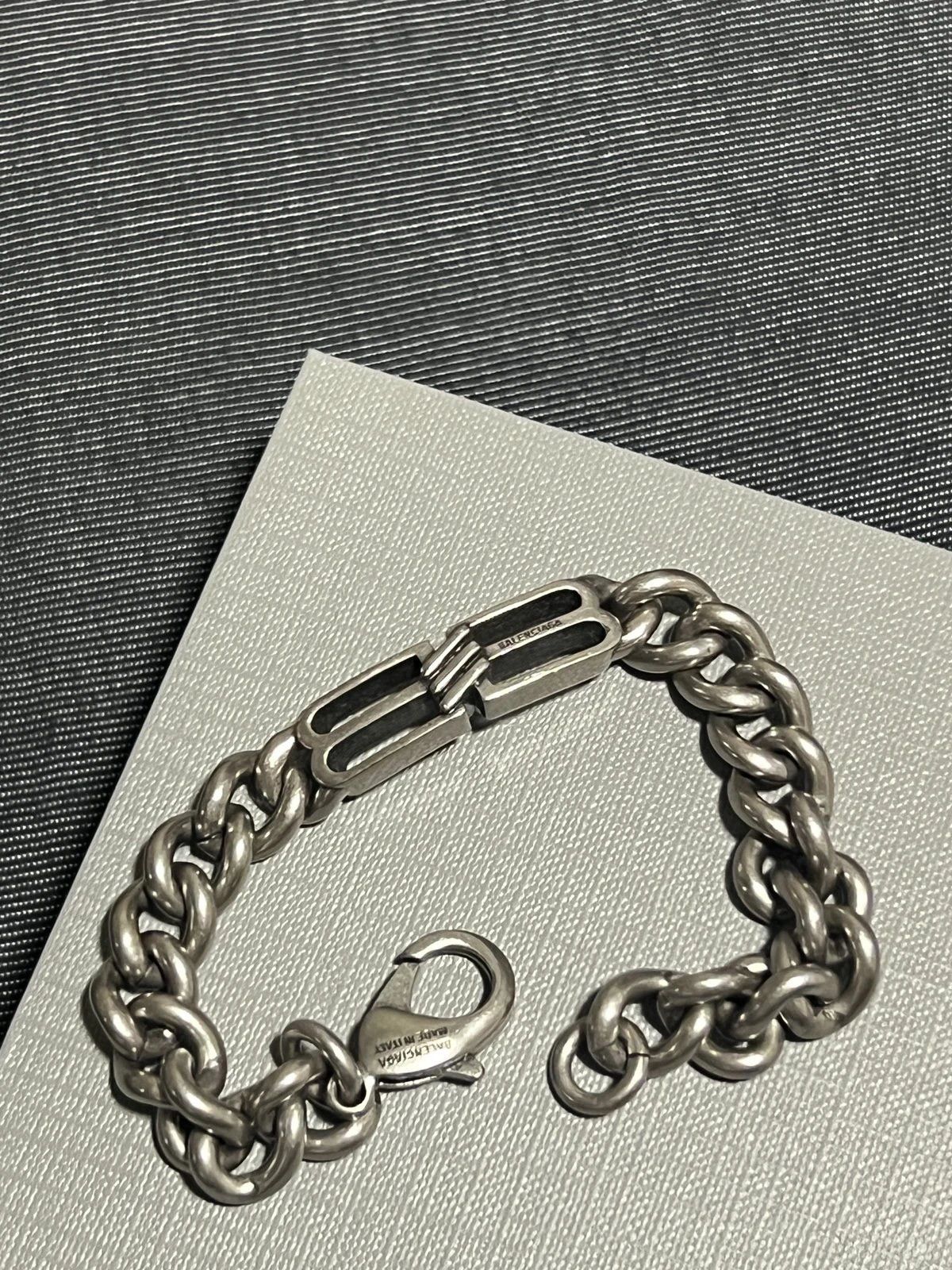 Pre-owned Balenciaga Bb Logo Bracelet Size L In Silver