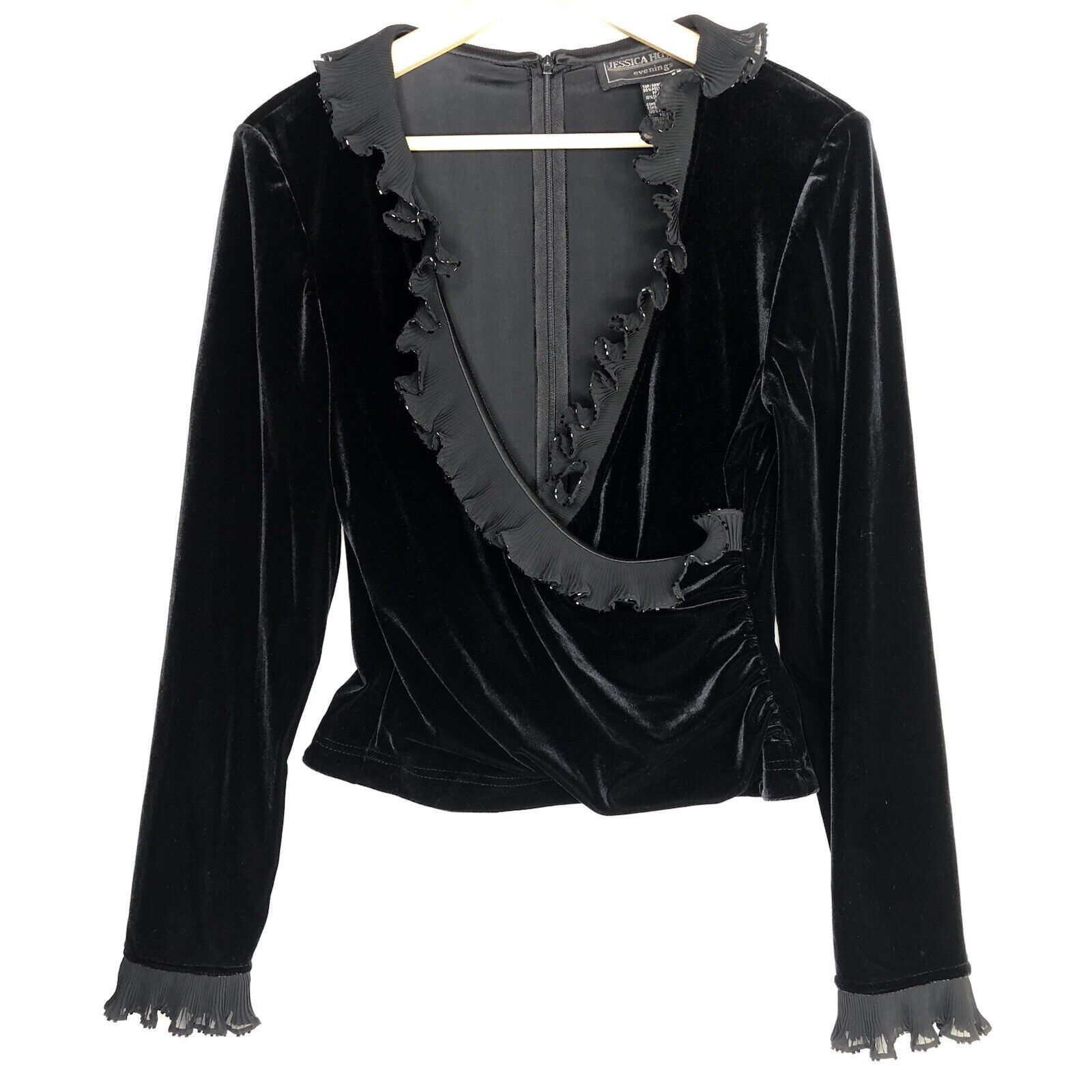 Other Vtg Y2K Jessica Howard Black Velvet Top Sz 6 Surplice V Neck Size M / US 6-8 / IT 42-44 - 1 Thumbnail
