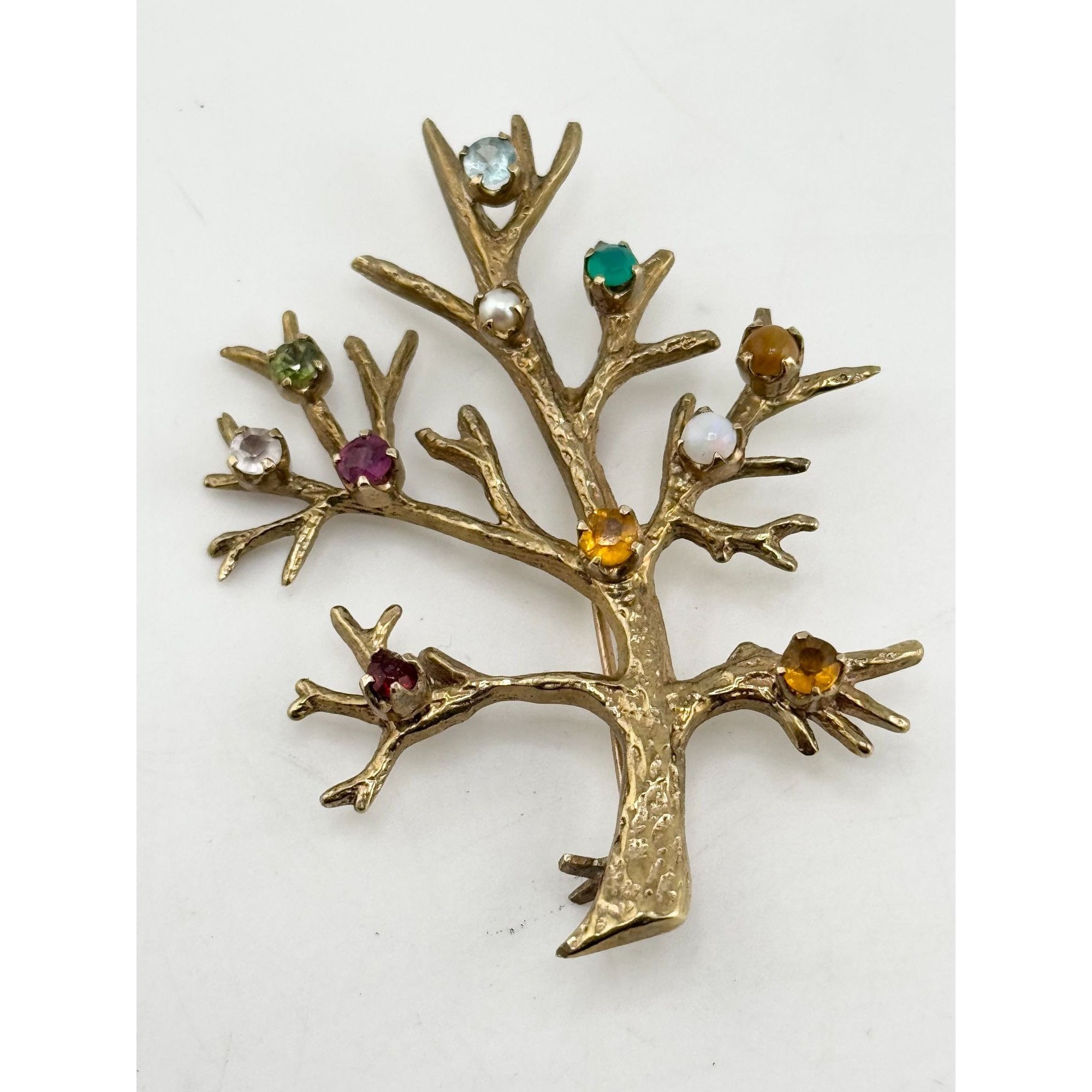 Vintage Vintage glass stone tree of life brooch pin Size ONE SIZE - 2 Thumbnail