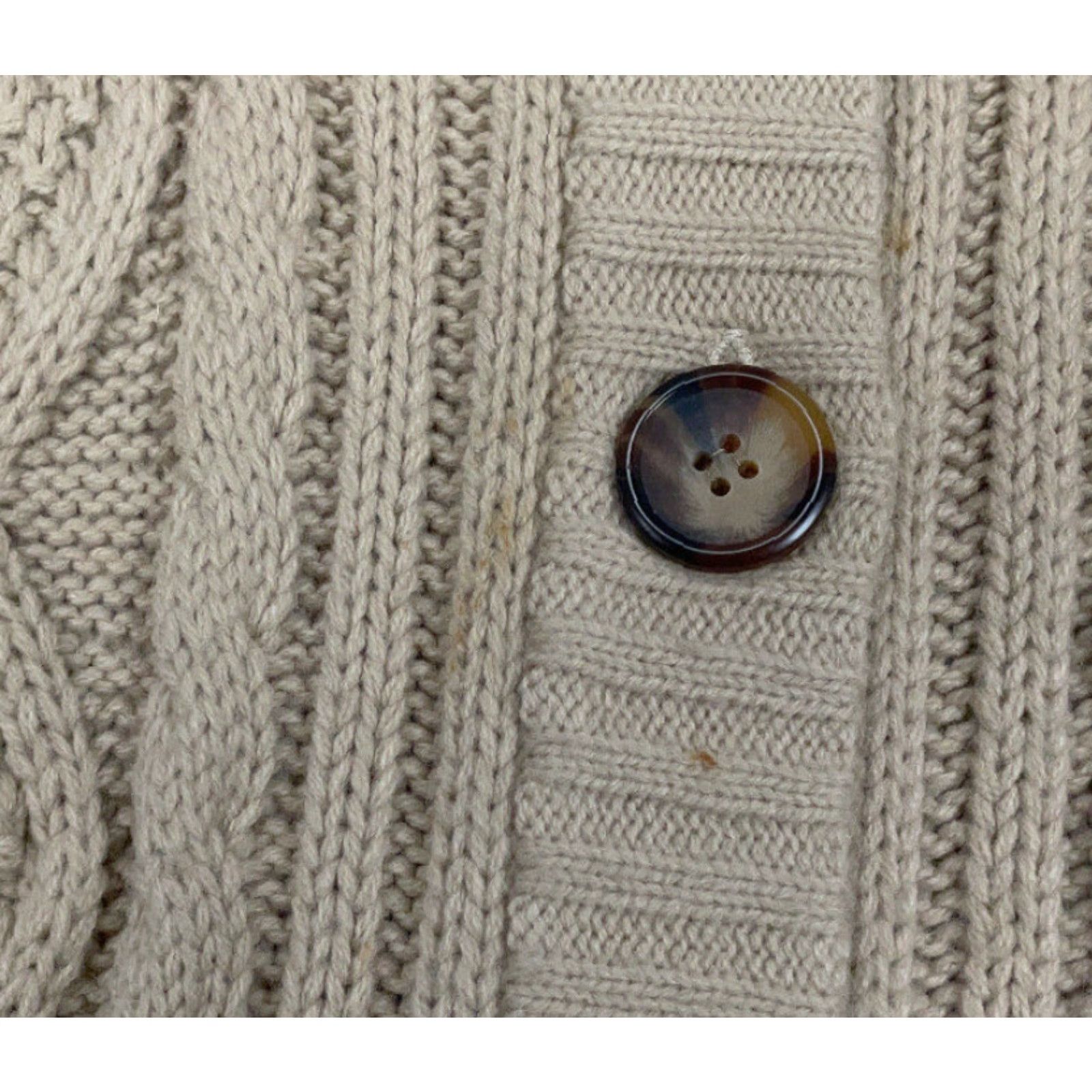 Vintage VINTAGE St. John's Bay Cardigan Beige Cable-Knit High Neck Womens XL Sweater 90s RetroHipster Casual Beige Size XL / US 12-14 / IT 48-50 - 4 Thumbnail