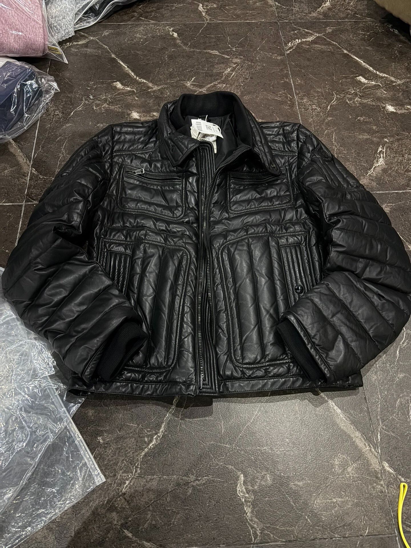 Moncler Moncler Black Leather Motorcycle Down Jacket Size US M / EU 48-50 / 2 - 1 Thumbnail