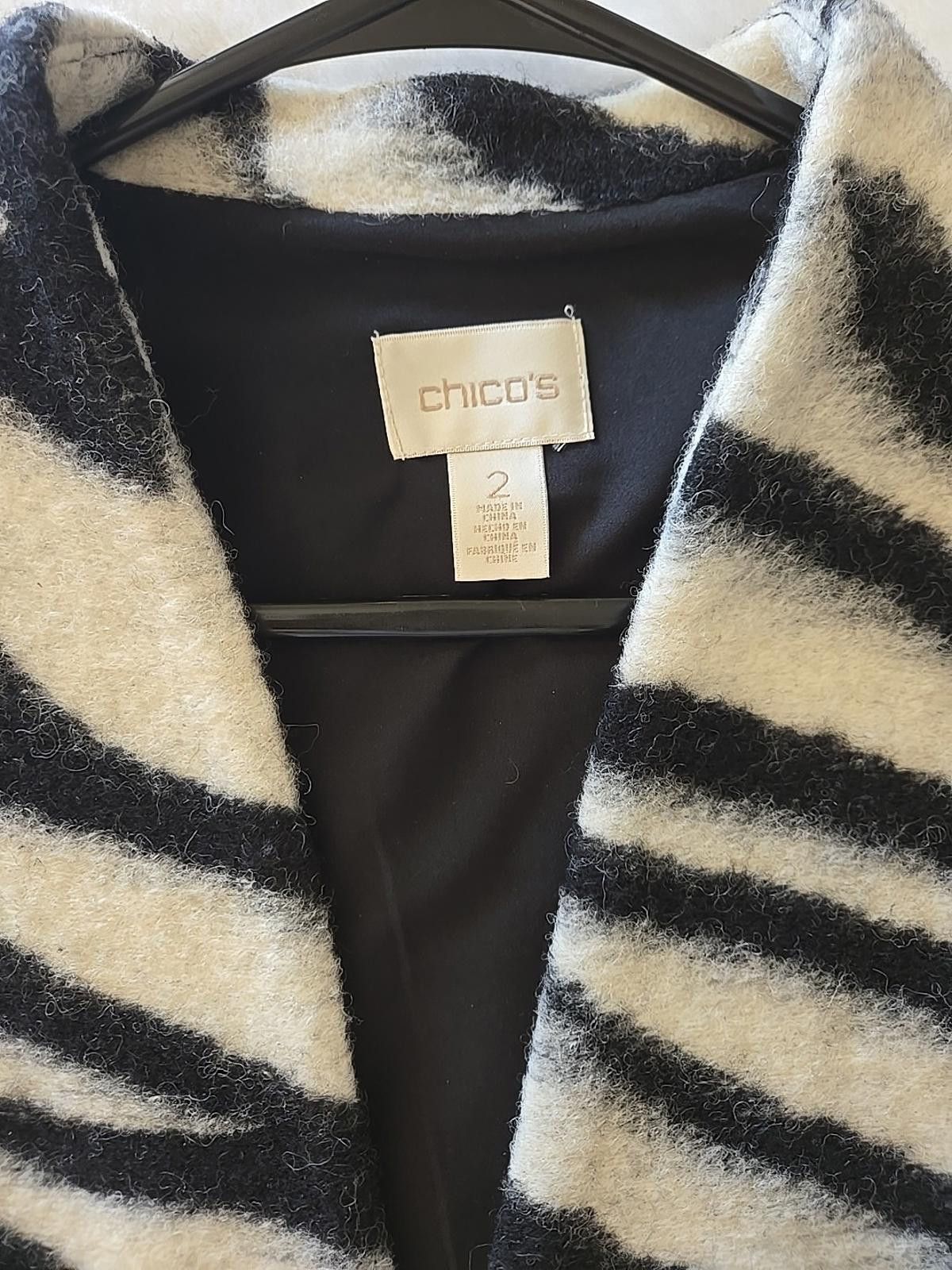Chicos Chico's Vest Jacket Womens M Size 2 Wool Blend Zebra Print Size XS / US 0-2 / IT 36-38 - 3 Thumbnail