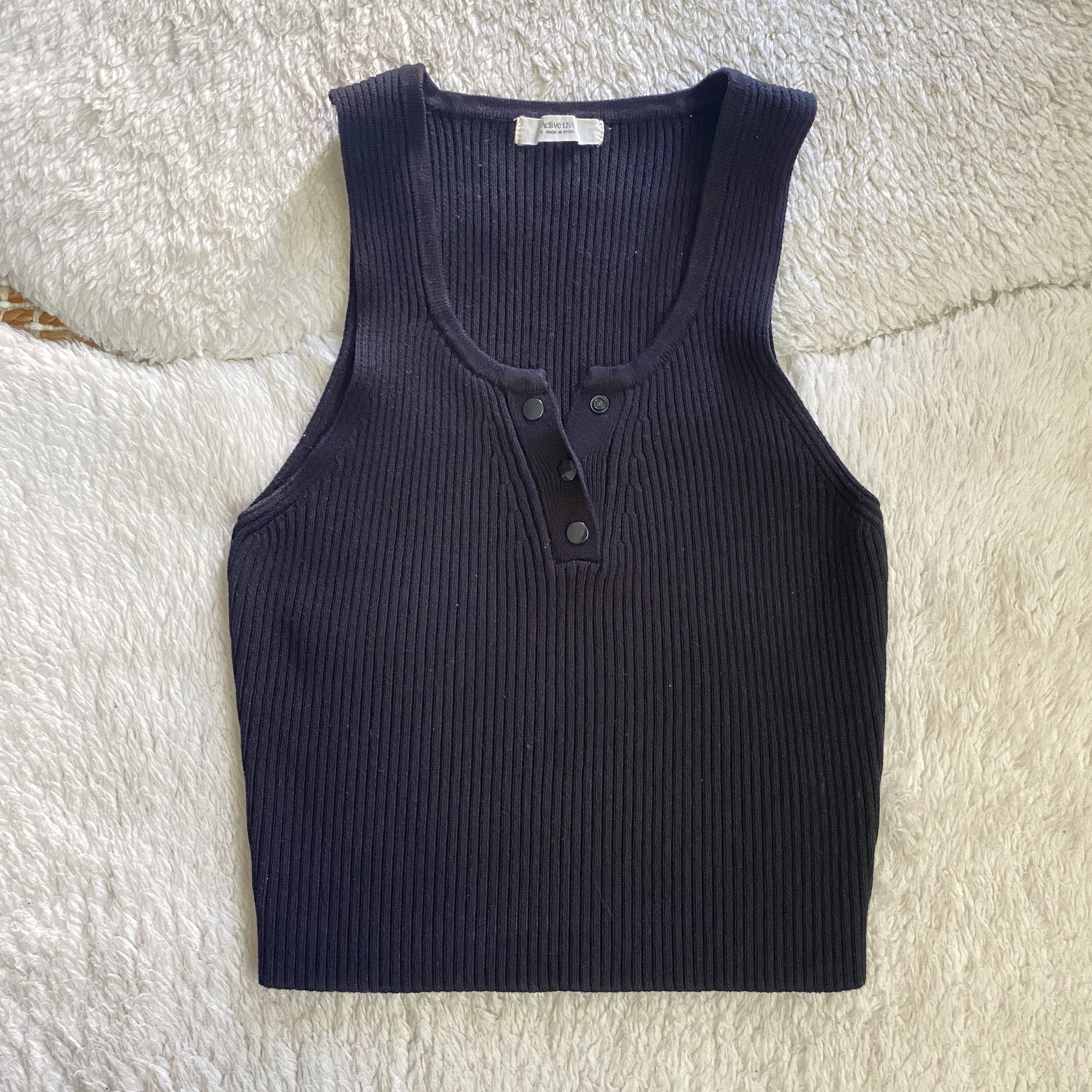 Other Active USA Black Ribbed Halter Crop Top – Size Small Size S / US 4 / IT 40 - 1 Thumbnail