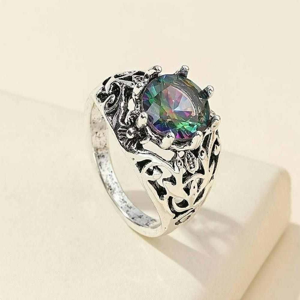 Designer 925 Sterling Silver Boho Mystic Rainbow Ring - Size 8 Size ONE SIZE - 3 Thumbnail