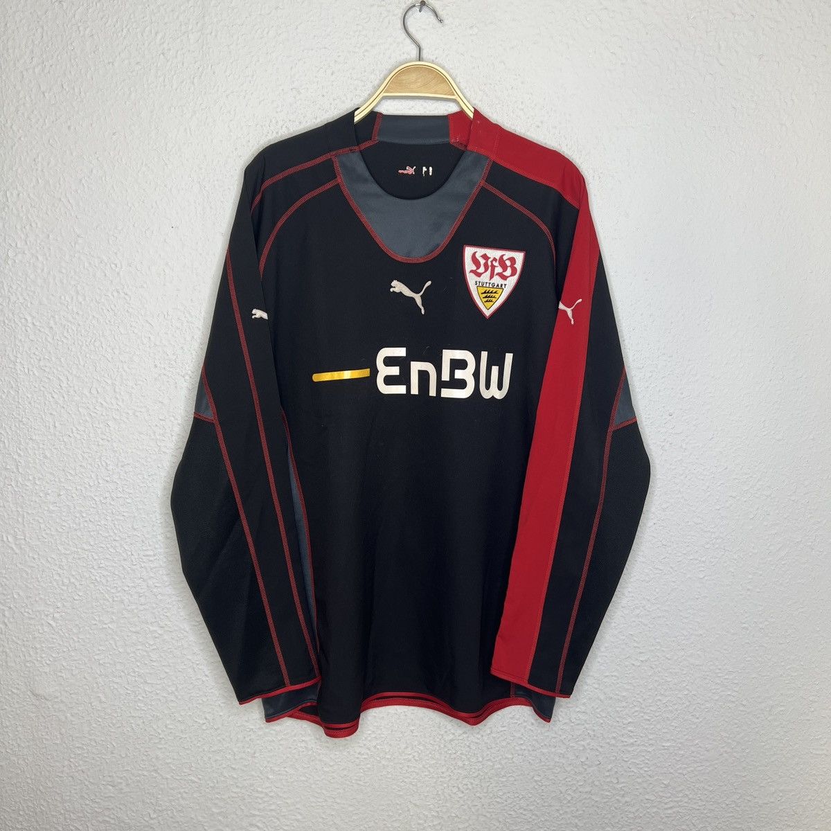 Puma Vintage Puma Stuttgart Jersey Longsleeve Tshirt Y2K Black Size US XL / EU 56 / 4 - 1 Thumbnail