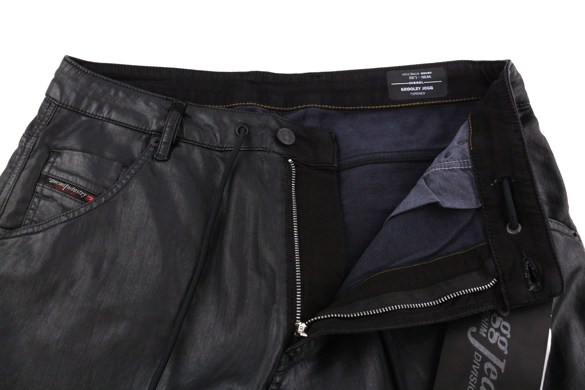 Diesel KROOLEY JOGG 0849R W36/L32 Coated Black Jeans 40216 Size US 36 / EU 52 - 4 Thumbnail