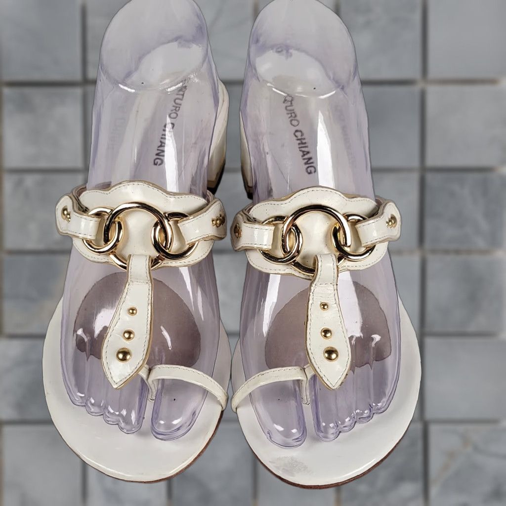 Vintage VINTAGE Arturo Chiang Sandals White Leather Women's Size 7.5? Size US 6 / IT 36 - 1 Thumbnail