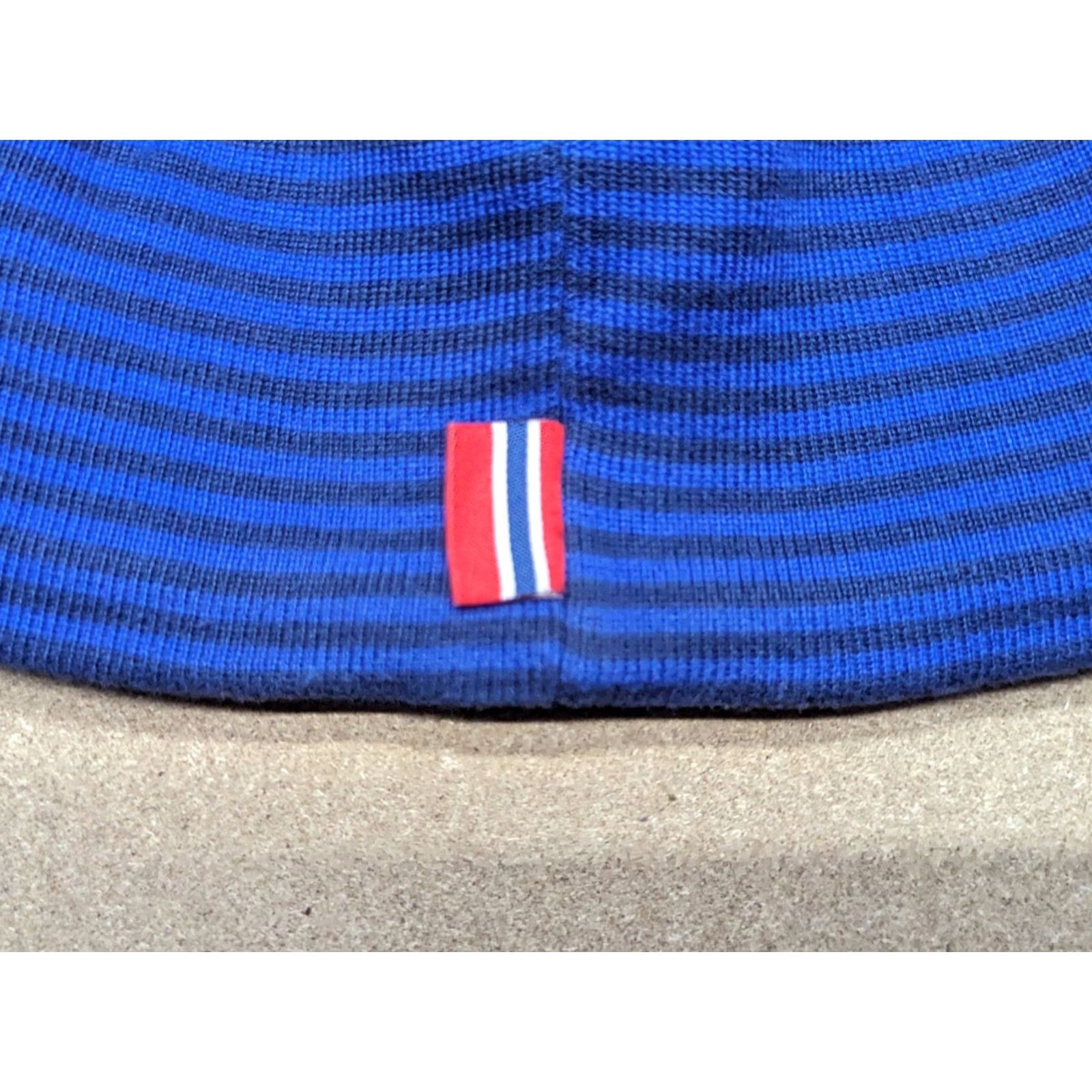Vintage Strommes Sparebank Ski Beanie Hat One Size Lined Cross Country Striped Pom Pom Beanie Unisex Adults Blue Christmas Ski Theme Mens Womens Girls Boys Size ONE SIZE - 4 Thumbnail