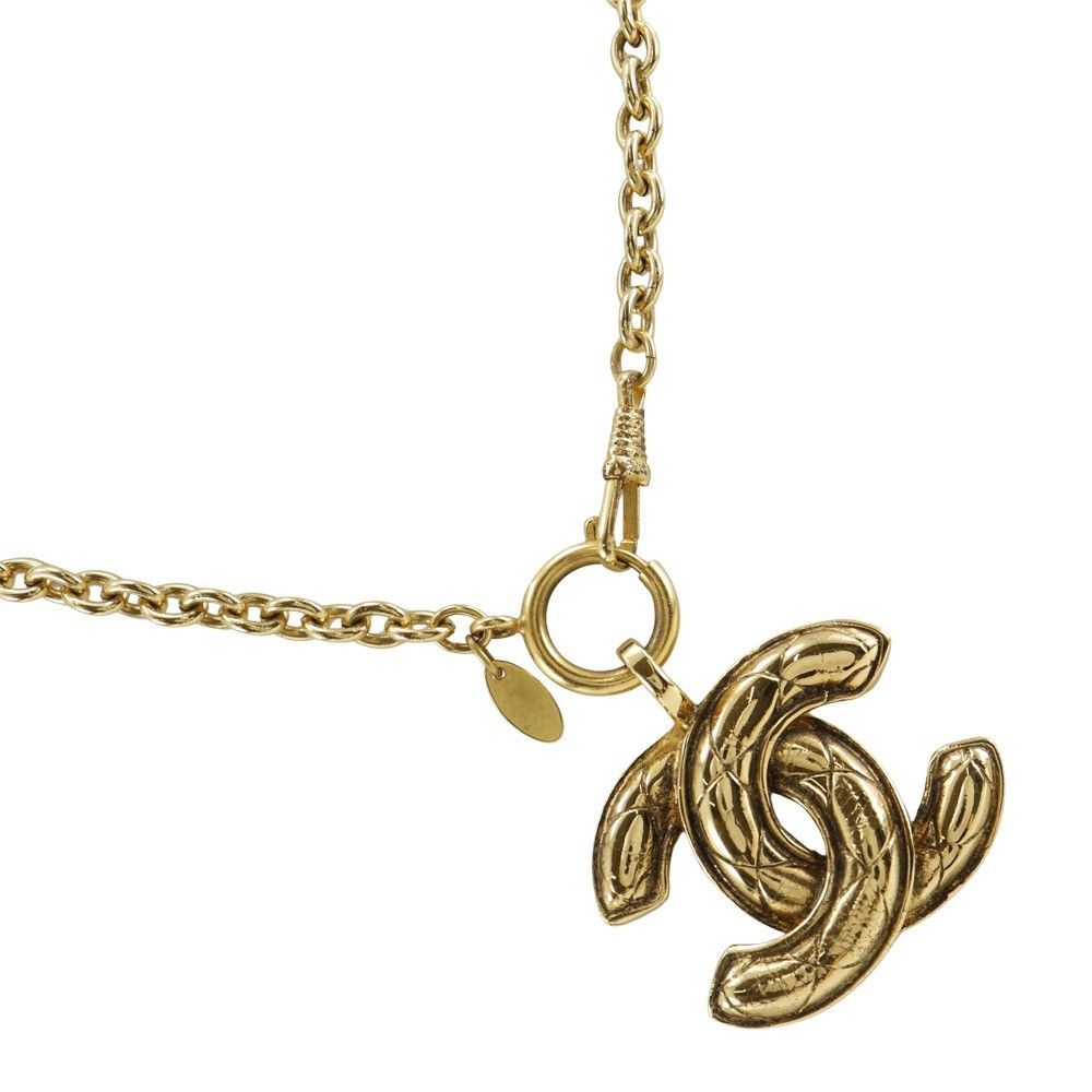 Chanel Chanel Vintage Quilted CC Pendant Necklace Metal Size ONE SIZE - 1 Thumbnail