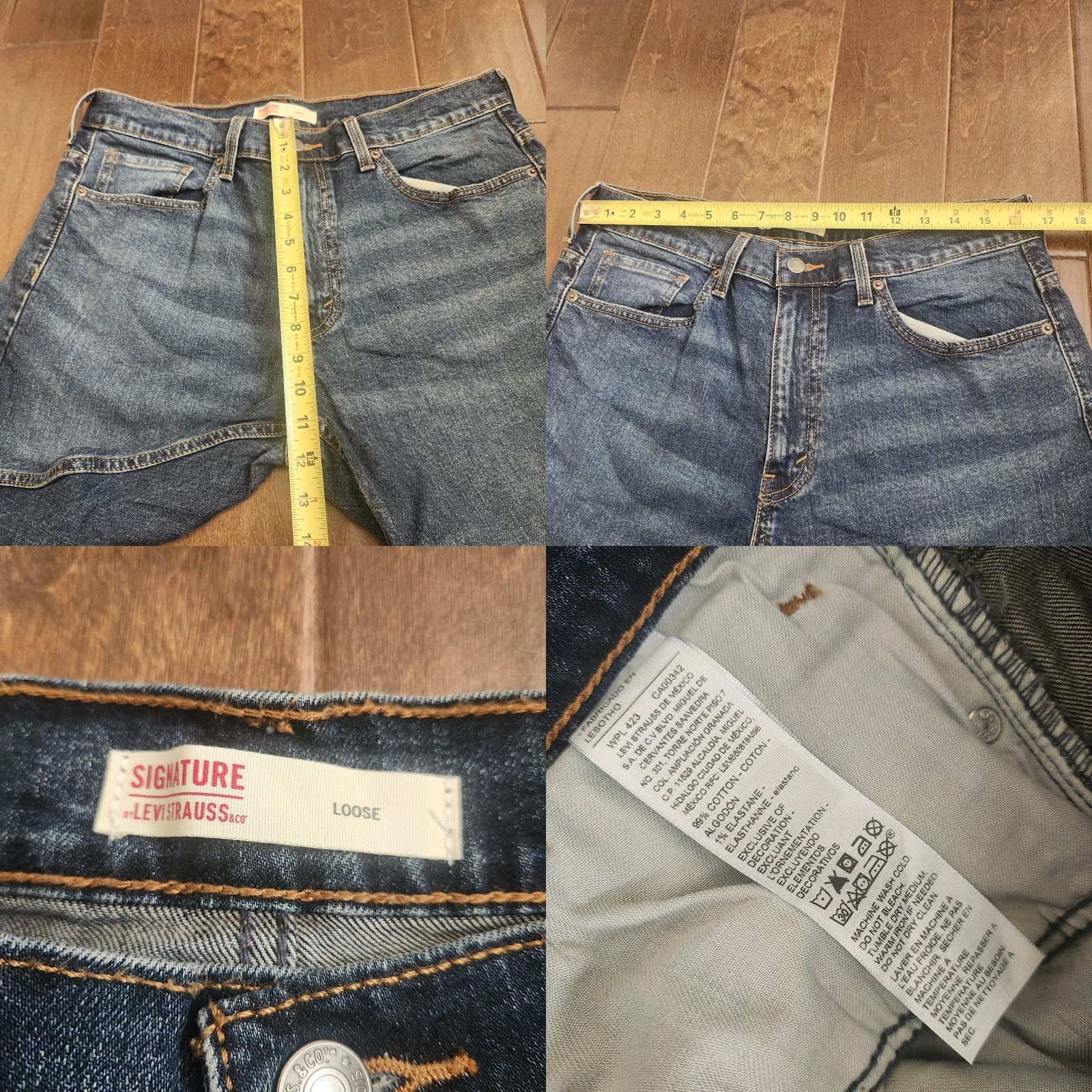 Levi's Levi's Signature Loose Fit Jeans Mens 33x30 Medium Wash Denim Shirt No Size US 33 - 9 Thumbnail