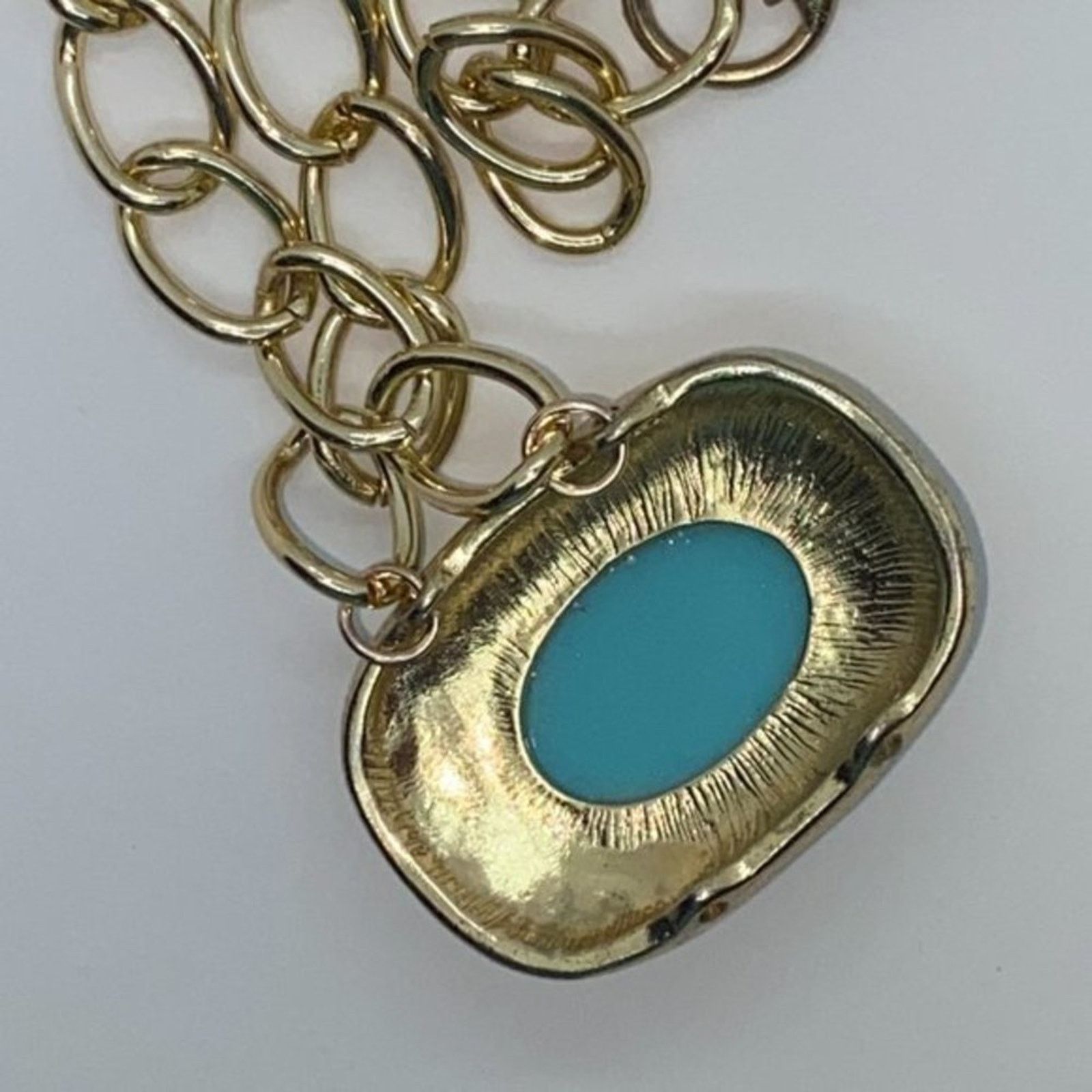 Handmade Gold-Tone Turquoise Blue Pendant Necklace Size ONE SIZE - 7 Thumbnail