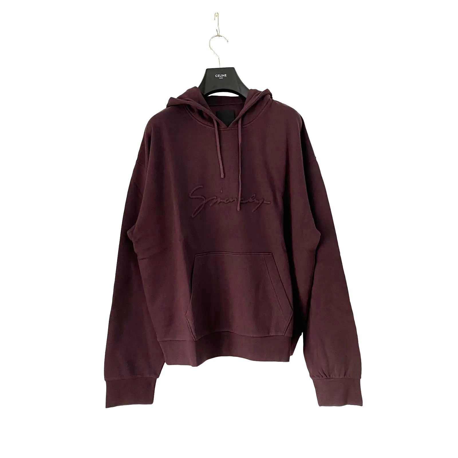 Givenchy Burgundy Embossed Signature Logo Oversized Hoodie Size US XXL / EU 58 / 5 - 1 Thumbnail