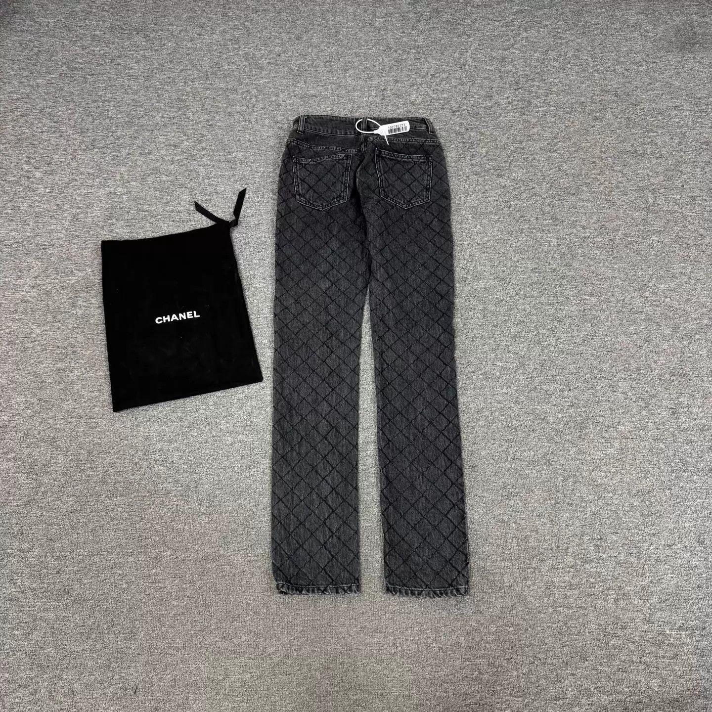 Chanel Chanel Quilted Black & Gray Women's Straight Leg Jeans 34 Size 25" / US 0 / IT 36 - 2 Thumbnail