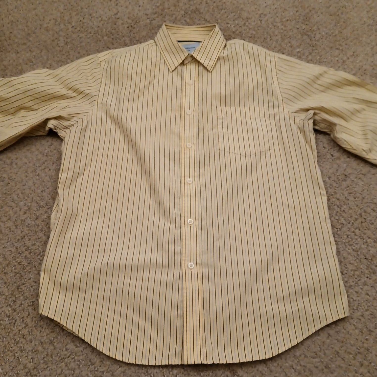 Croft & Barrow Croft & Barrow Shirt Mens Medium Yellow Blue Striped Long Sleeve Button-Up Size US M / EU 48-50 / 2 - 4 Thumbnail
