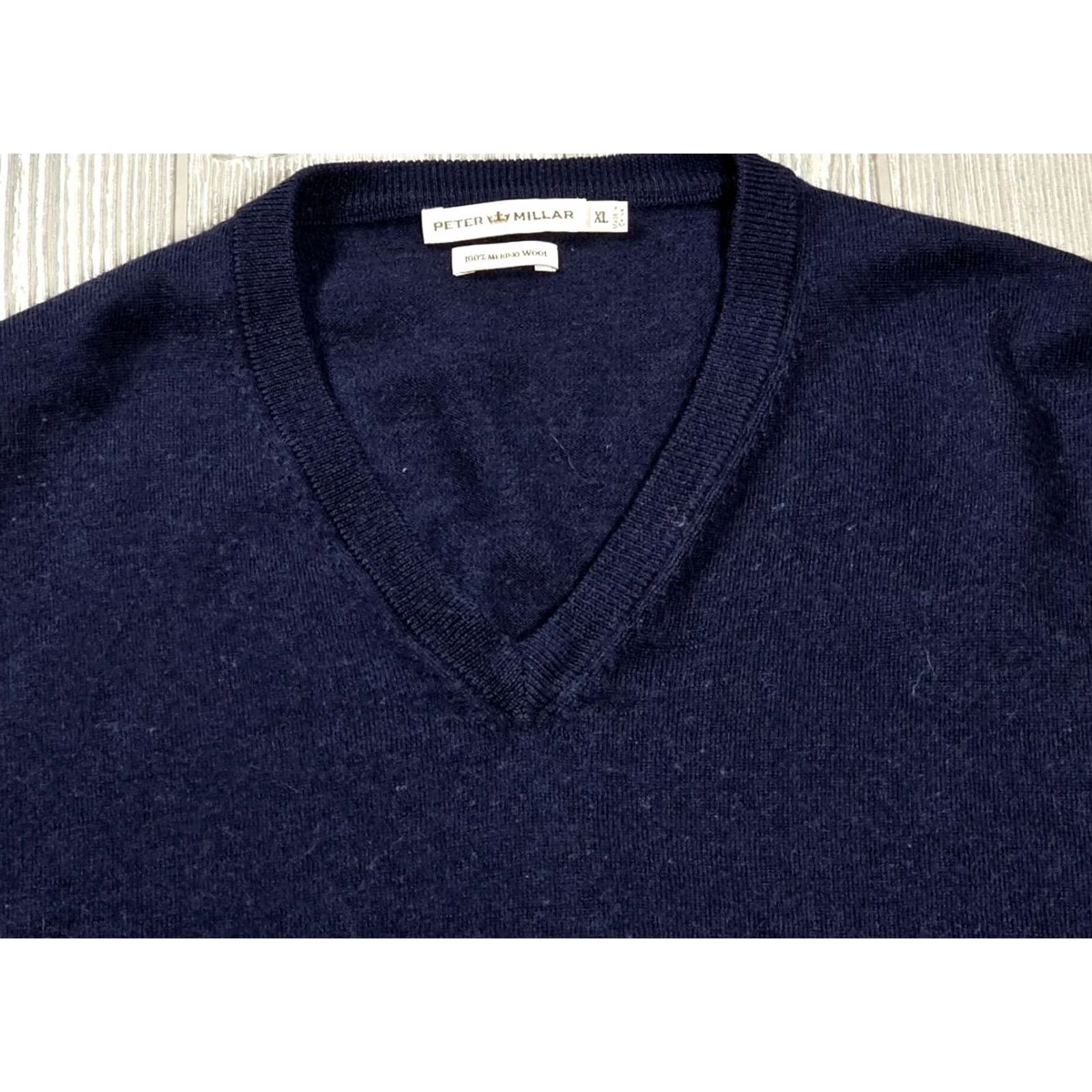 Peter Millar Peter Millar Crown Soft V-Neck Sweater Long Sleeve Mens XL Blue Merino Wool Size US XL / EU 56 / 4 - 3 Thumbnail