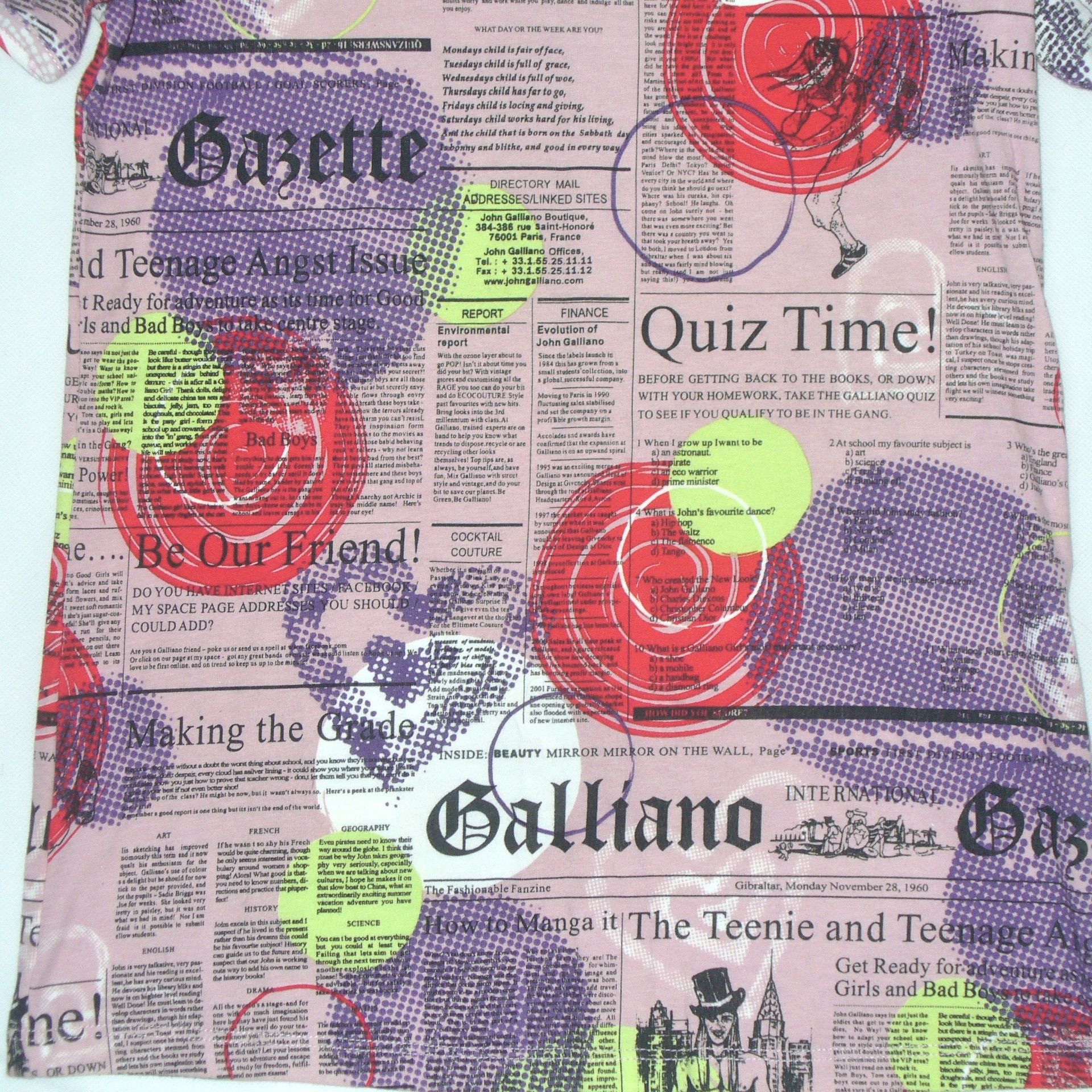 John Galliano John Galliano pink newspaper print tee Size XS / US 0-2 / IT 36-38 - 5 Thumbnail