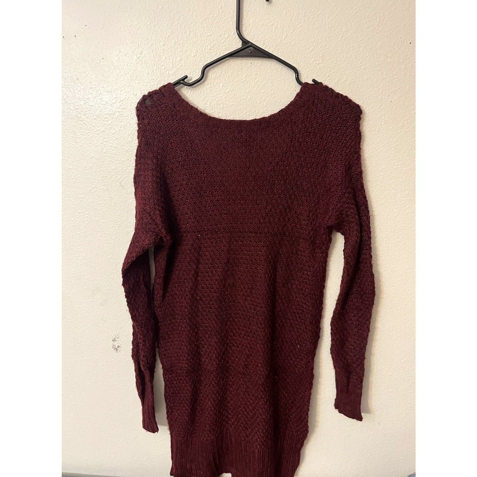 American Eagle Outfitters American Eagle Outfitters Sweater Dress Womens XS Maroon Wool Blend Long Sleeve V-Neck Size XS / US 0-2 / IT 36-38 - 3 Thumbnail