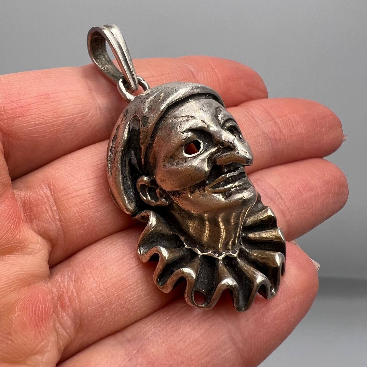 Jewelry x Vintage Silver 800 Pendant Harlequin Carnaval Italy Arpa, Men's