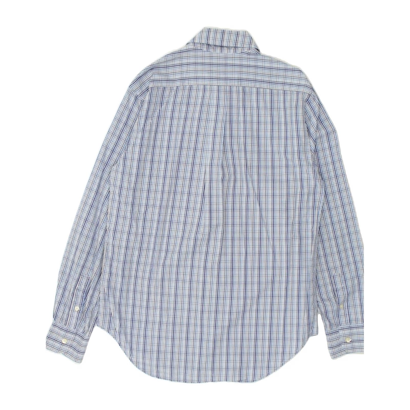 Vintage HENRY COTTONS Mens Shirt Medium Blue Check Size 39 Size US M / EU 48-50 / 2 - 2 Thumbnail