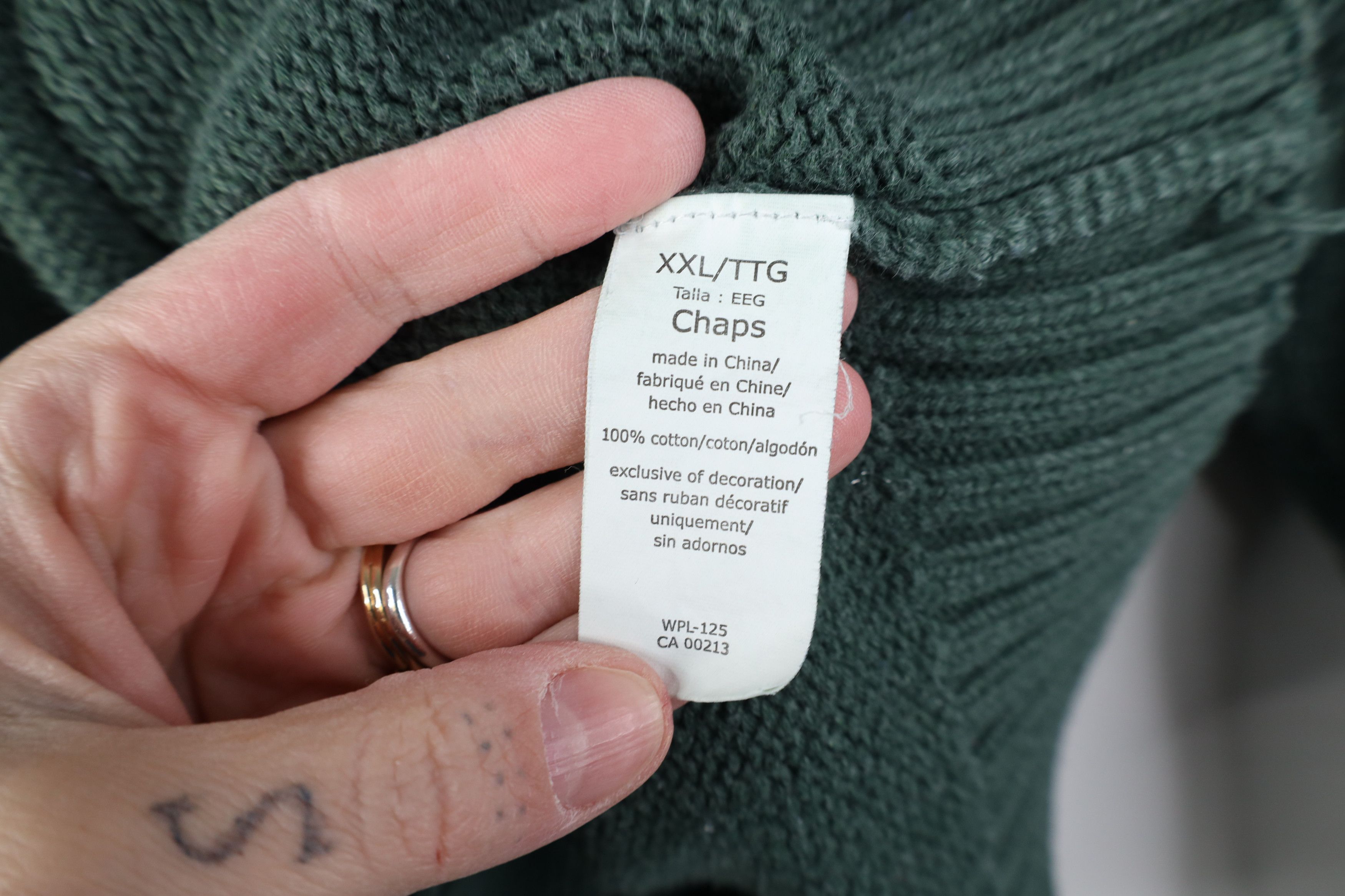 Chaps Vintage Y2K Chaps Ribbed Knit 1/4 Half Zip Sweater Green Size US XXL / EU 58 / 5 - 9 Thumbnail