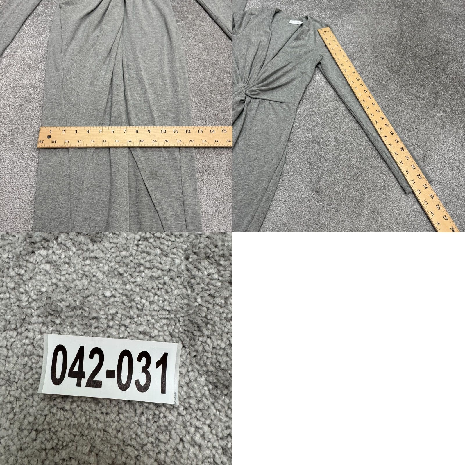 Vintage Shareen Knotted Front High Slit Maxi Dress Womens 8 Gray Long Sleeve V-Neck Dress Size M / US 6-8 / IT 42-44 - 10 Thumbnail