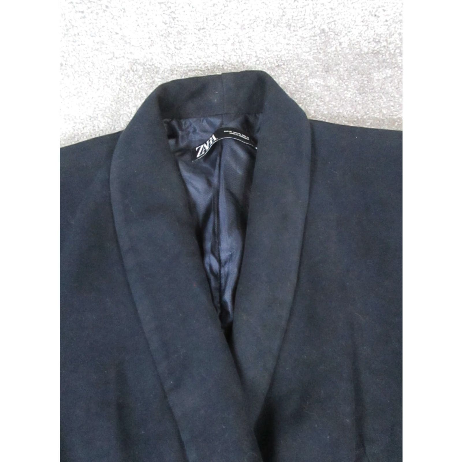 Zara VINTAGE Zara Overcoat Womens XL Black Cotton Tweed Long Coat Jacket Button - Zara Coat Womens XL Black Size XL / US 12-14 / IT 48-50 - 2 Thumbnail