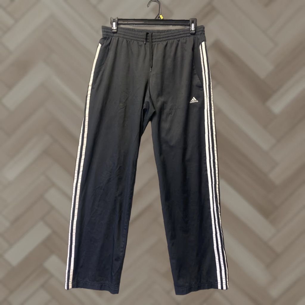 Adidas VINTAGE Adidas Men’s Sweatpants Medium Black White Striped Running Basketball Activewear Size US 31 - 1 Thumbnail