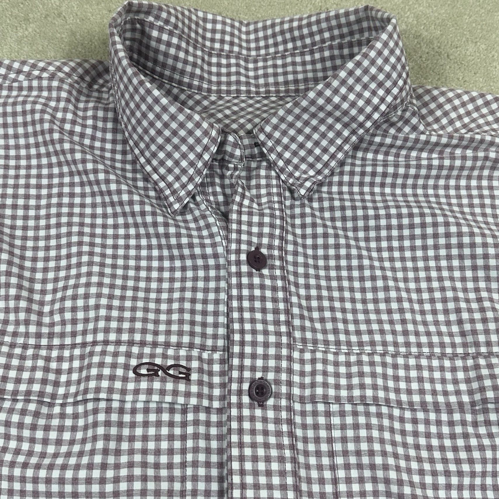 Vintage Game Guard Button-Up Shirt Mens 4XL Maroon Check Hunting Size US XXL / EU 58 / 5 - 2 Thumbnail