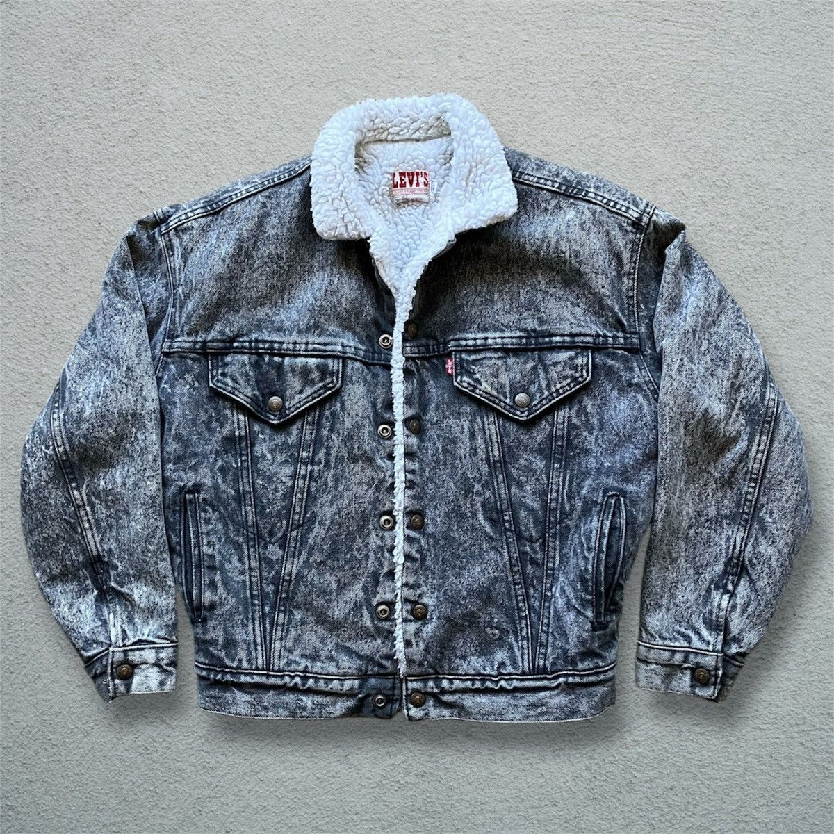Levi's Vintage 80s Levi’s Sherpa Lined Denim Jacket Jean BLK Wash Size US M / EU 48-50 / 2 - 1 Thumbnail