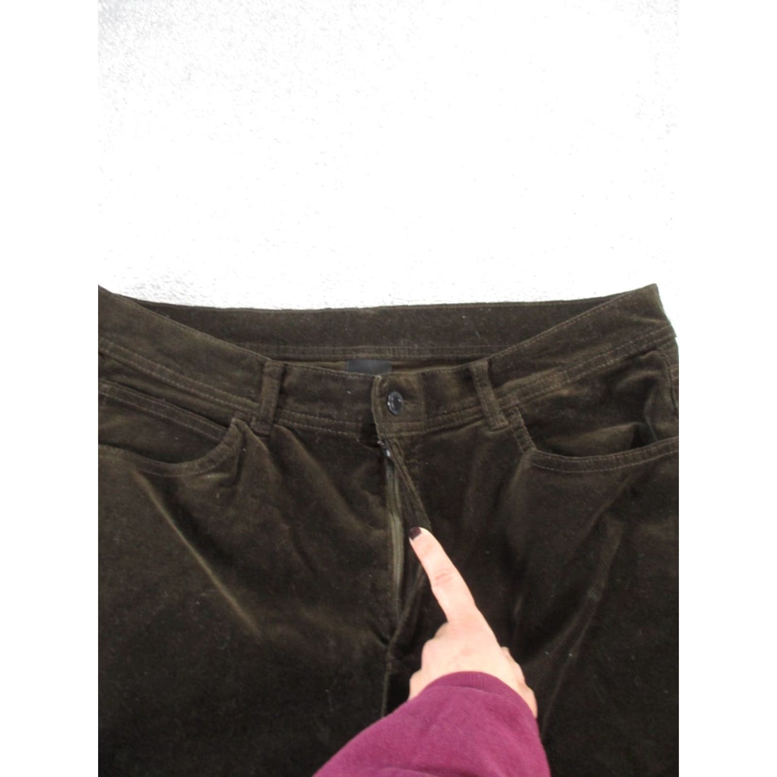 Massimo Dutti Massimo Dutti Pants Women 12 Dark Brown Corduroy Flat Front Chino Cotton Spandex Straight Leg Womens Size 34" / US 12 / IT 48 - 3 Thumbnail