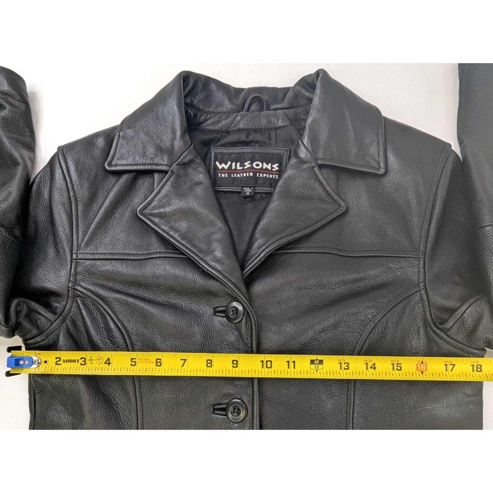 Vintage VINTAGE Wilson’s Leather Pebble Leather Pea Coat Women M Black Button Jacket Heavyweight USA Jacket Size M / US 6-8 / IT 42-44 - 7 Thumbnail
