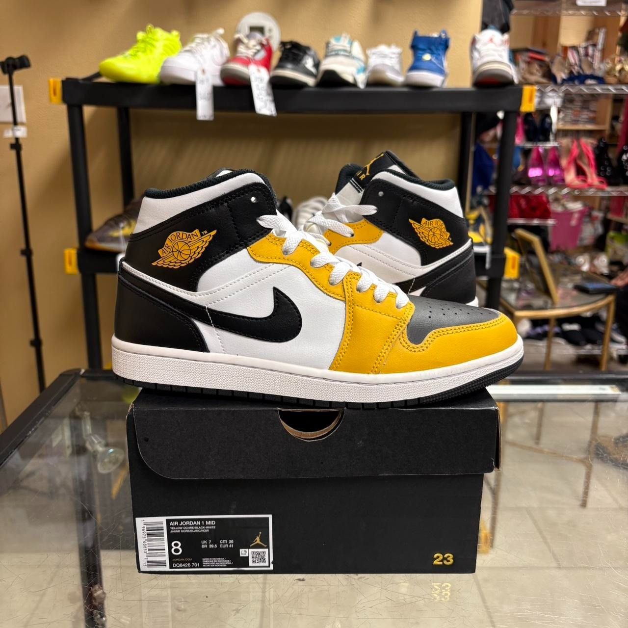Nike Air Jordan Mid White Yellow Ochre Sneakers