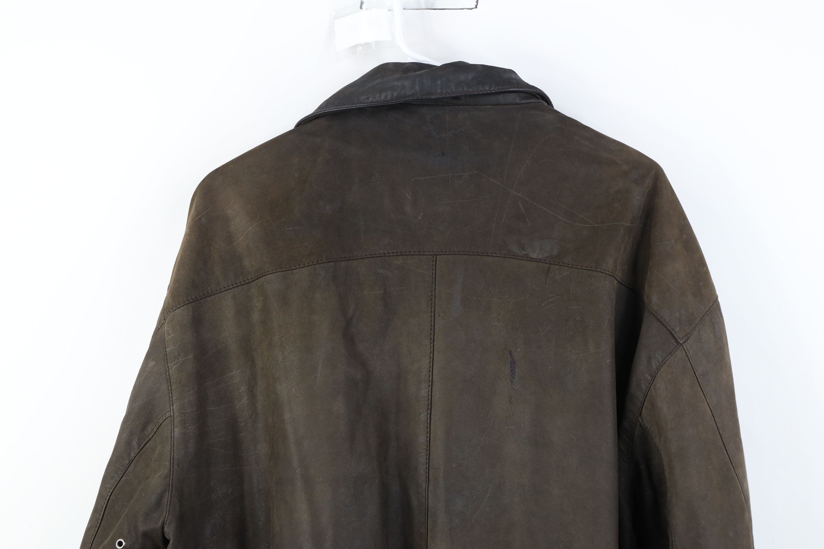 Vintage Vintage 90s Streetwear Leather Flight Bomber Jacket Brown Size US XL / EU 56 / 4 - 16 Thumbnail
