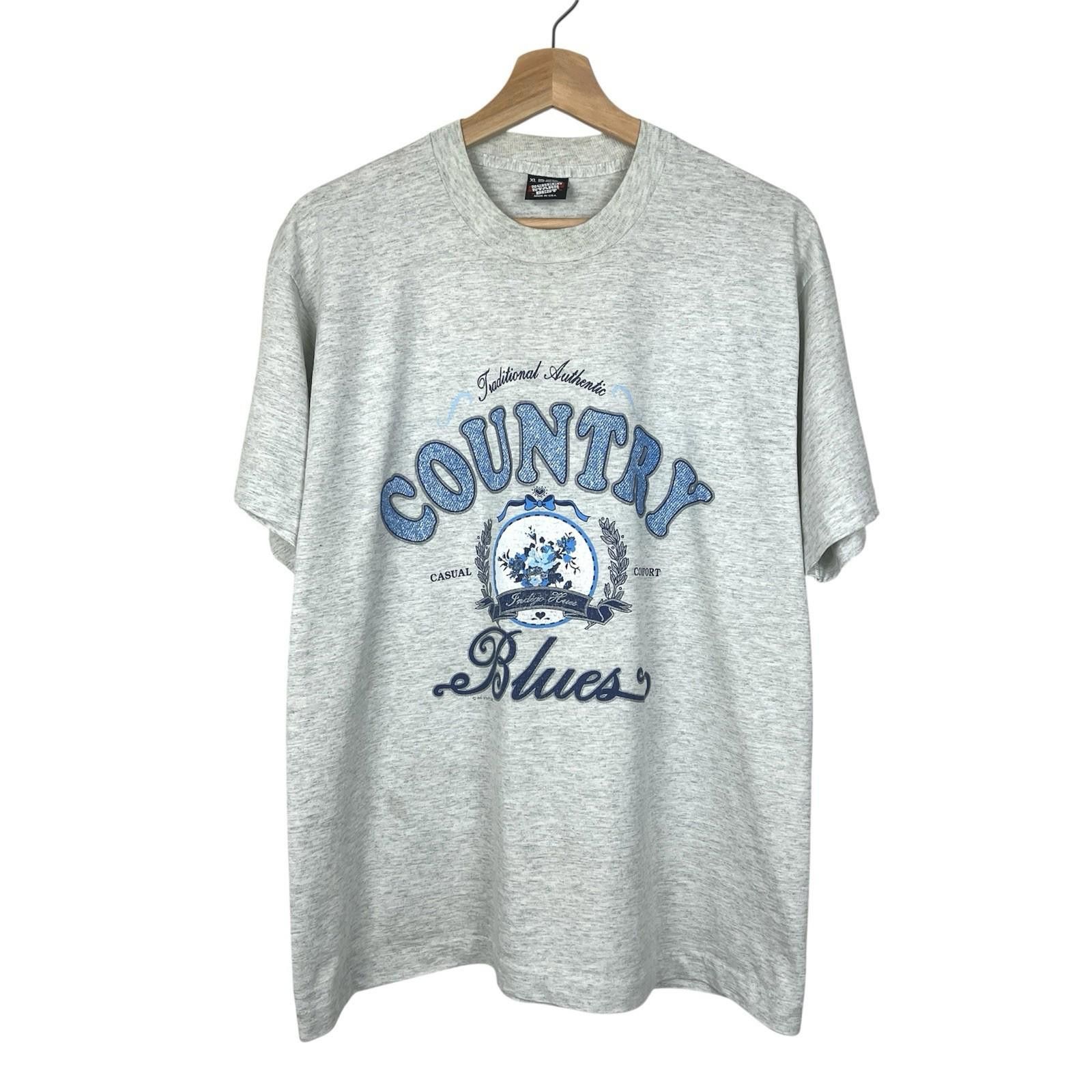 ASH Vintage 90s Country Blues Ash Gray T Shirt XL Size US XL / EU 56 / 4 - 1 Thumbnail