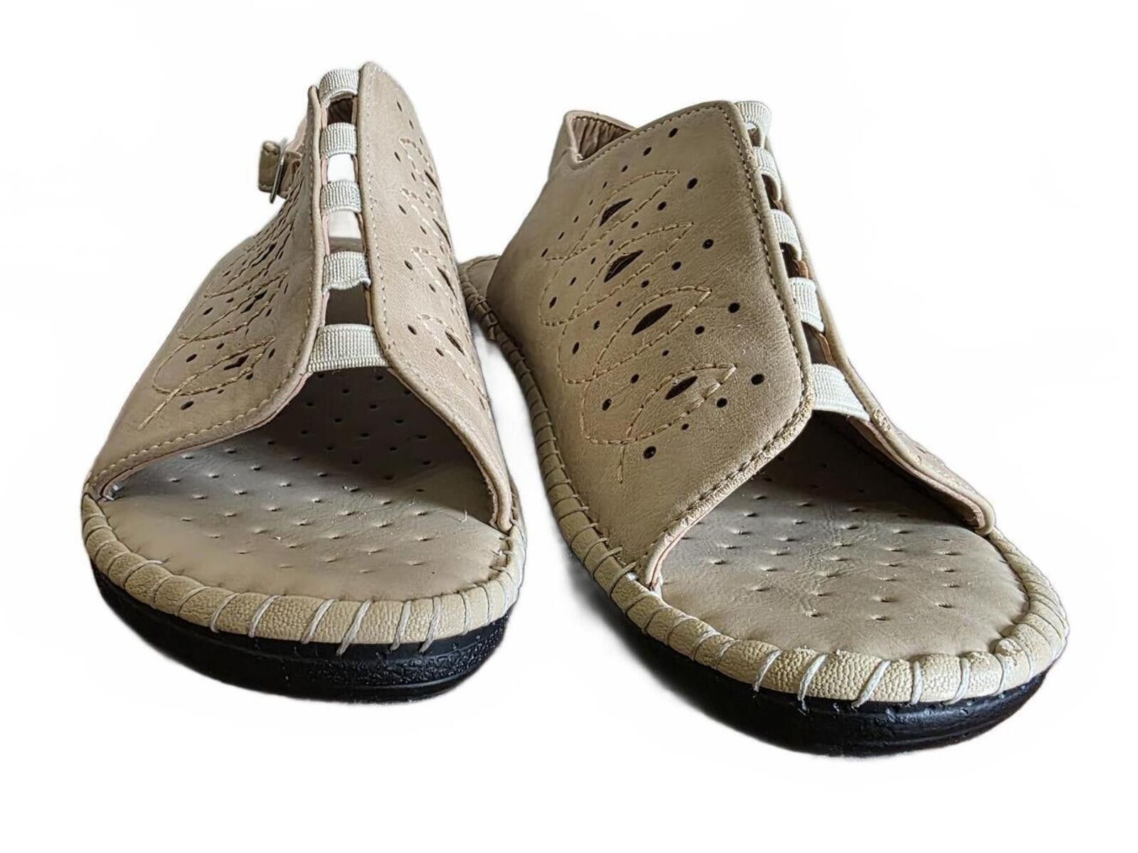 Other Henry Ferrera Beige Leather Comfort Slingback Sandals Size 7 Size US 7 / IT 37 - 3 Thumbnail