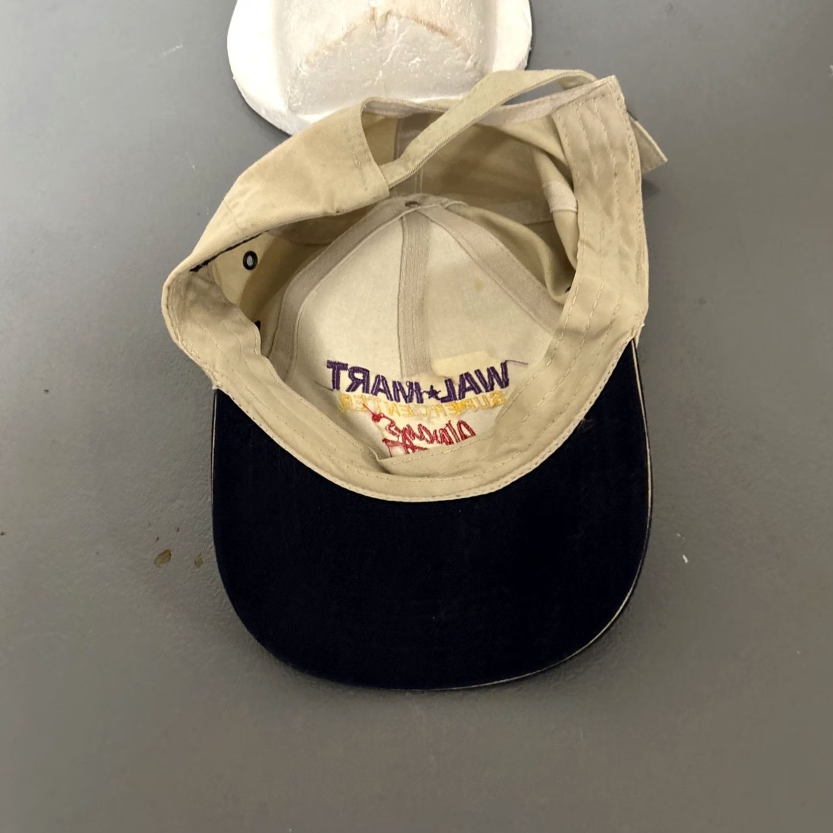 Walmart VINTAGE Walmart Supercenter Hat Cap Beige Blue Embroidered Advertising 90s Mens Size ONE SIZE - 7 Thumbnail