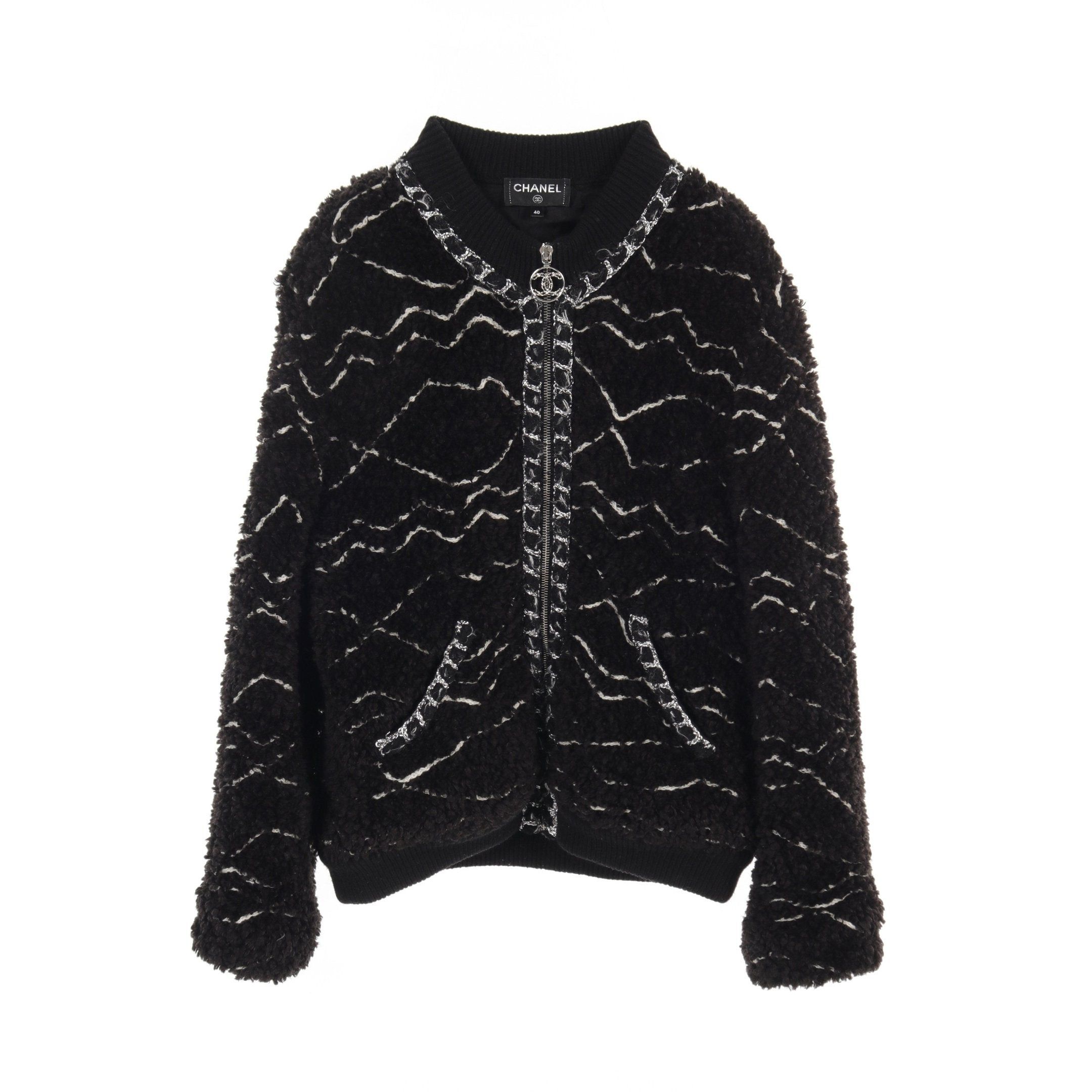 Chanel Chanel Boa Jacket Blouson Alpaca Black White Size ONE SIZE - 1 Thumbnail