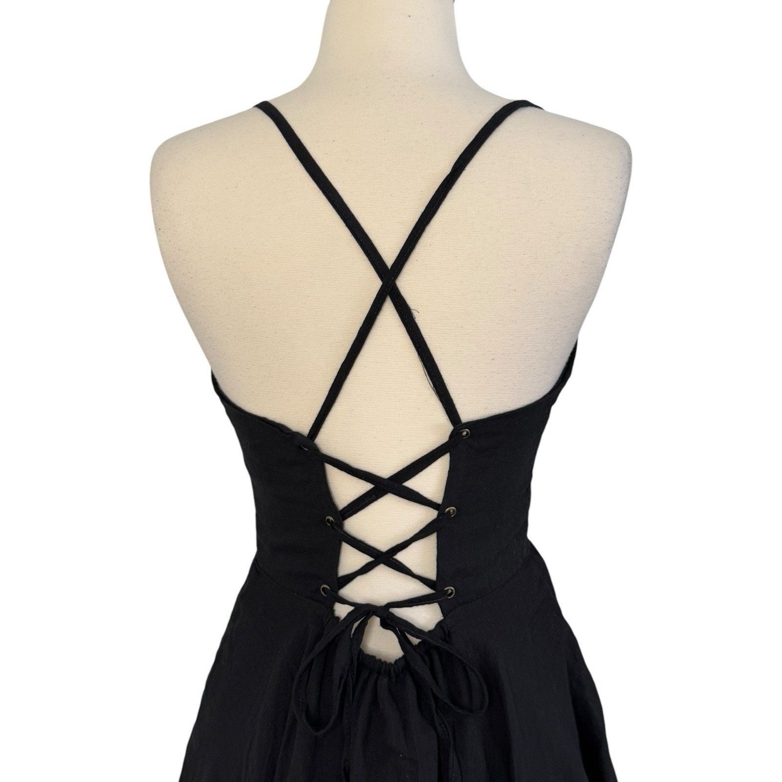 Other STELLA Lace Up Corset Mini Noni Dress Black Layered Ruffled Size ONE SIZE - 10 Thumbnail