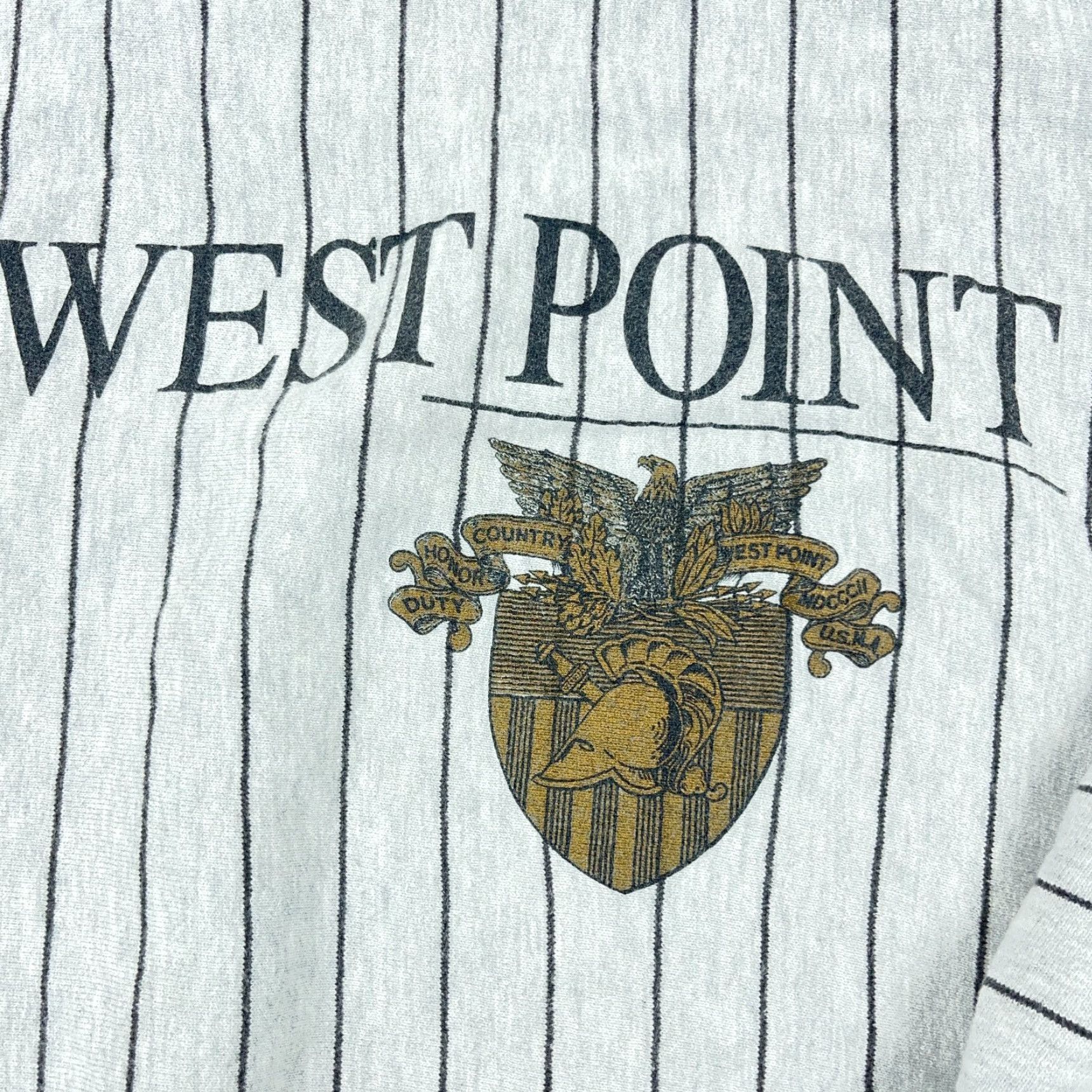 Vintage VINTAGE MVP Cor Sweatshirt Men XL Gray Striped Crewneck 80s USA Army Logo Built-in Lettering Size US XL / EU 56 / 4 - 4 Thumbnail