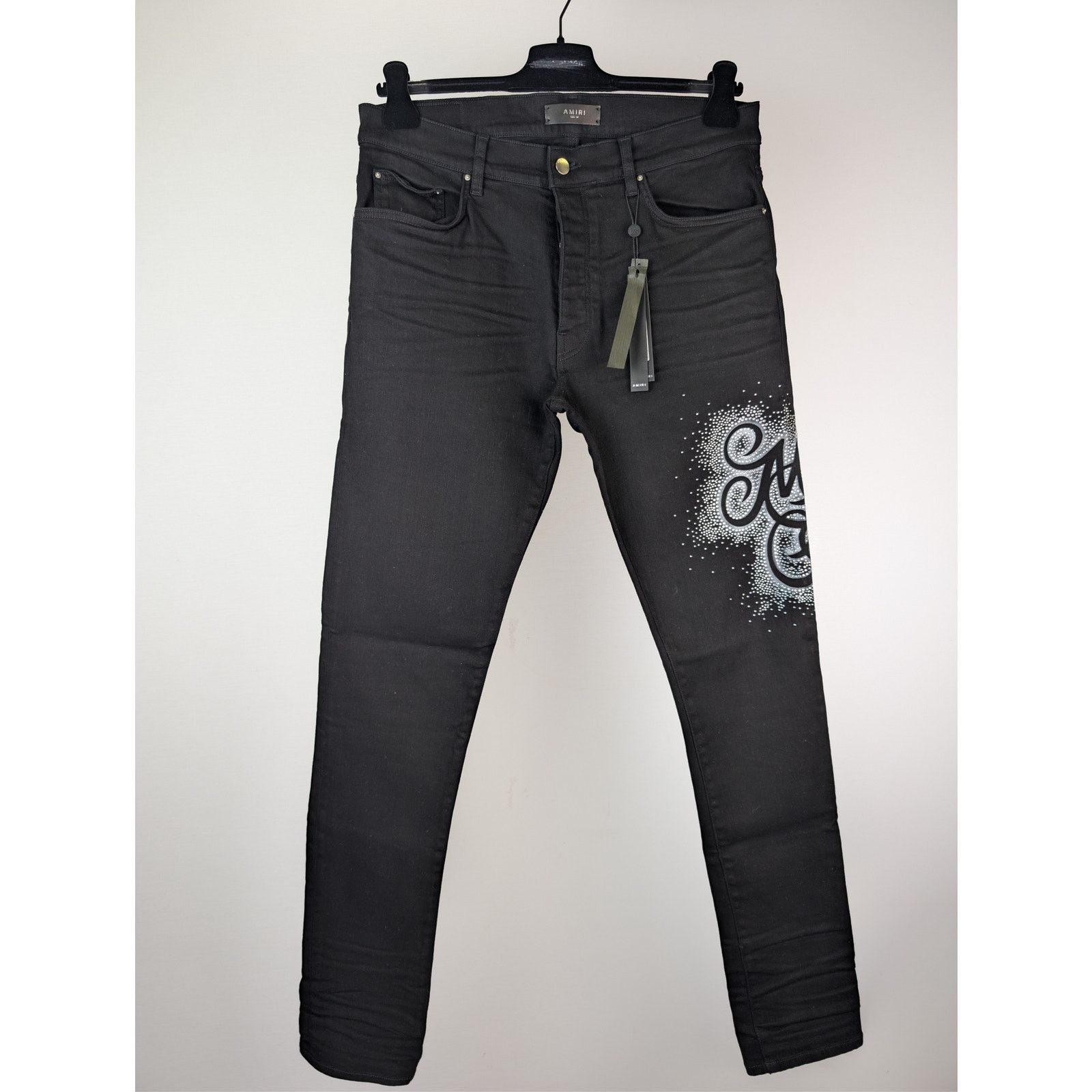Amiri o1rshd1 MA Swirl Crystal Skinny Denim Jeans in Black Size US 34 / EU 50 - 10 Thumbnail